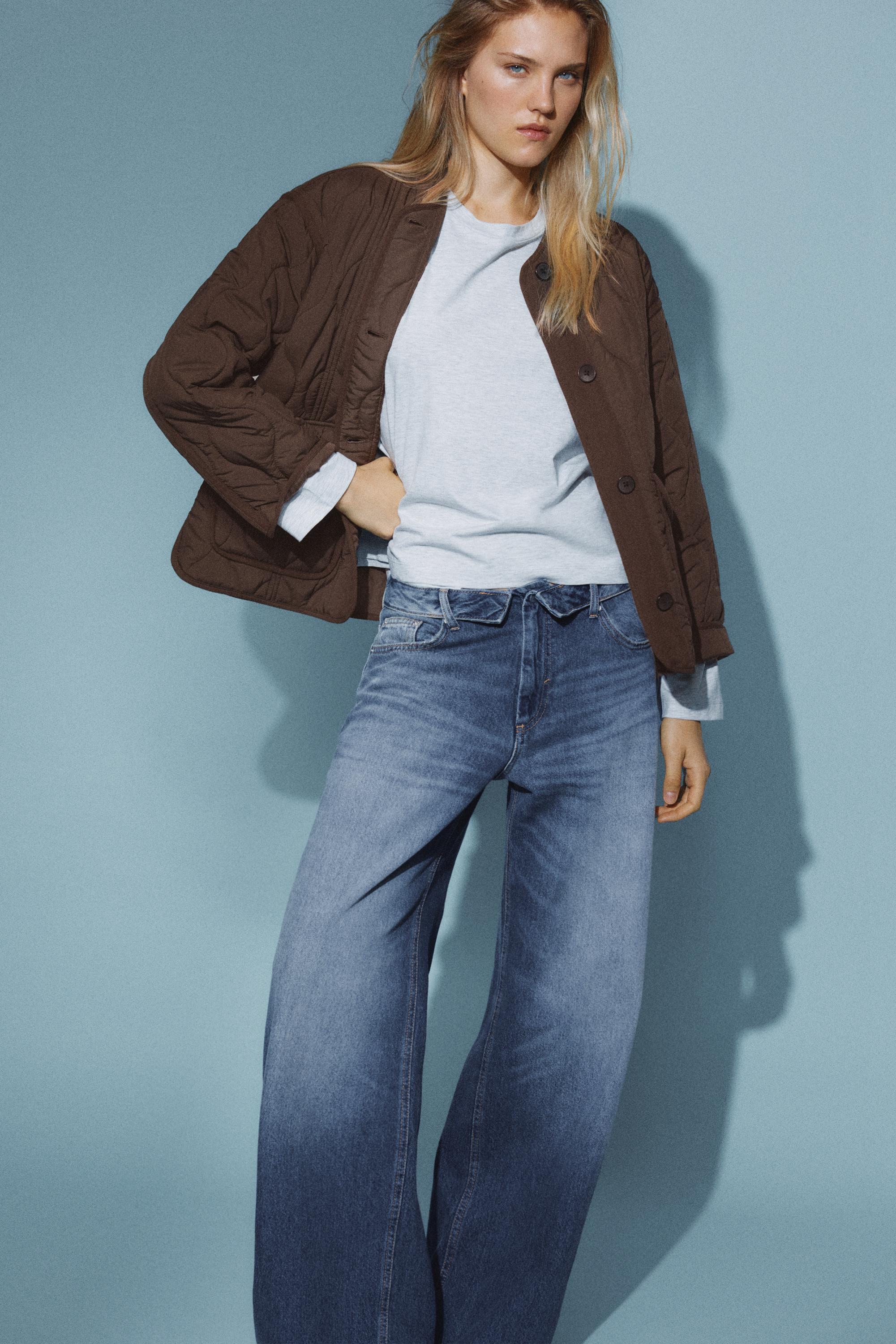 Puffer jacket with pockets — Brown
