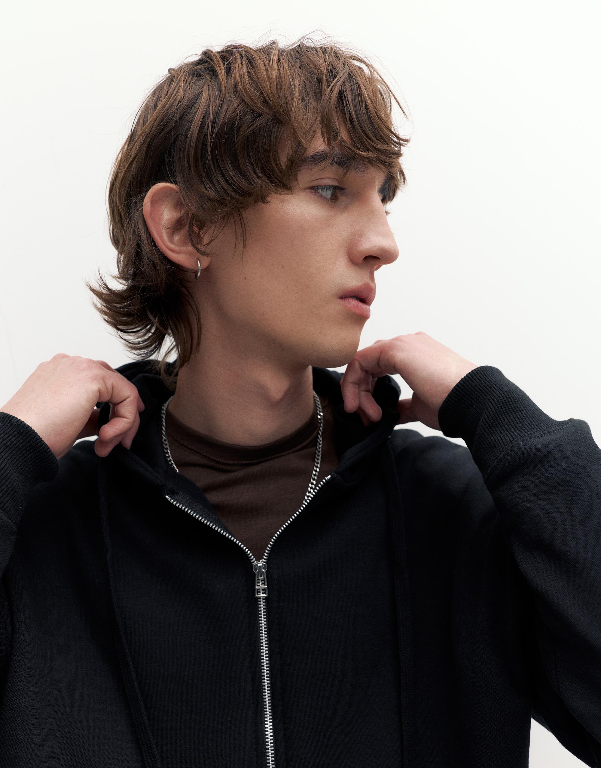 Basic kapüşonlu fermuarlı sweatshirt - Görsel 33