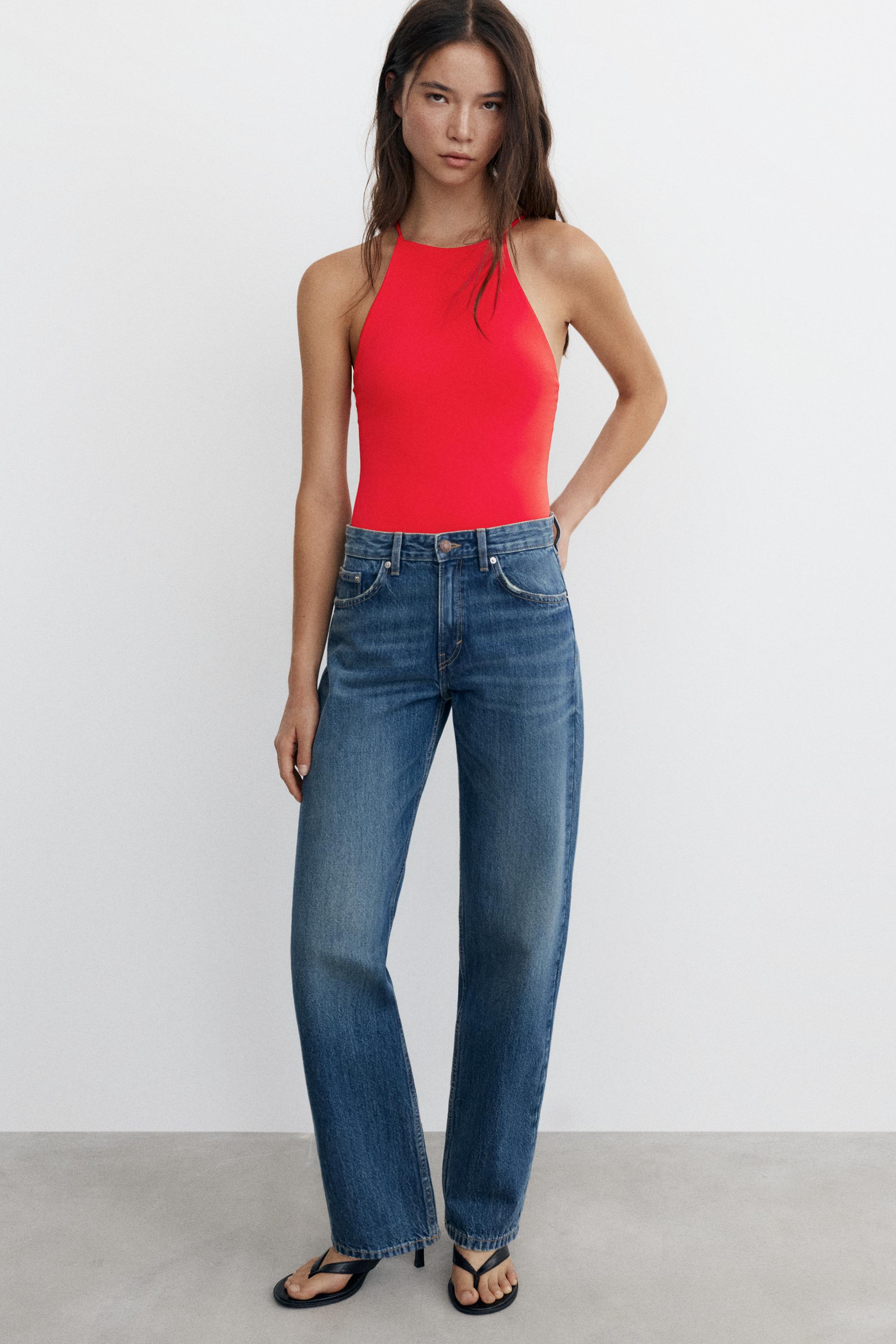 Halter strappy bodysuit — Red