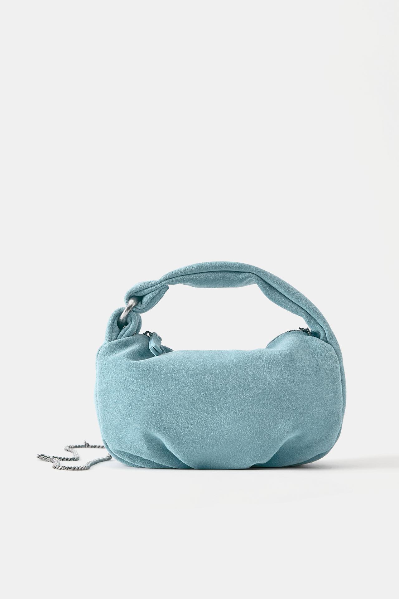 Mini leather handbag — Blue