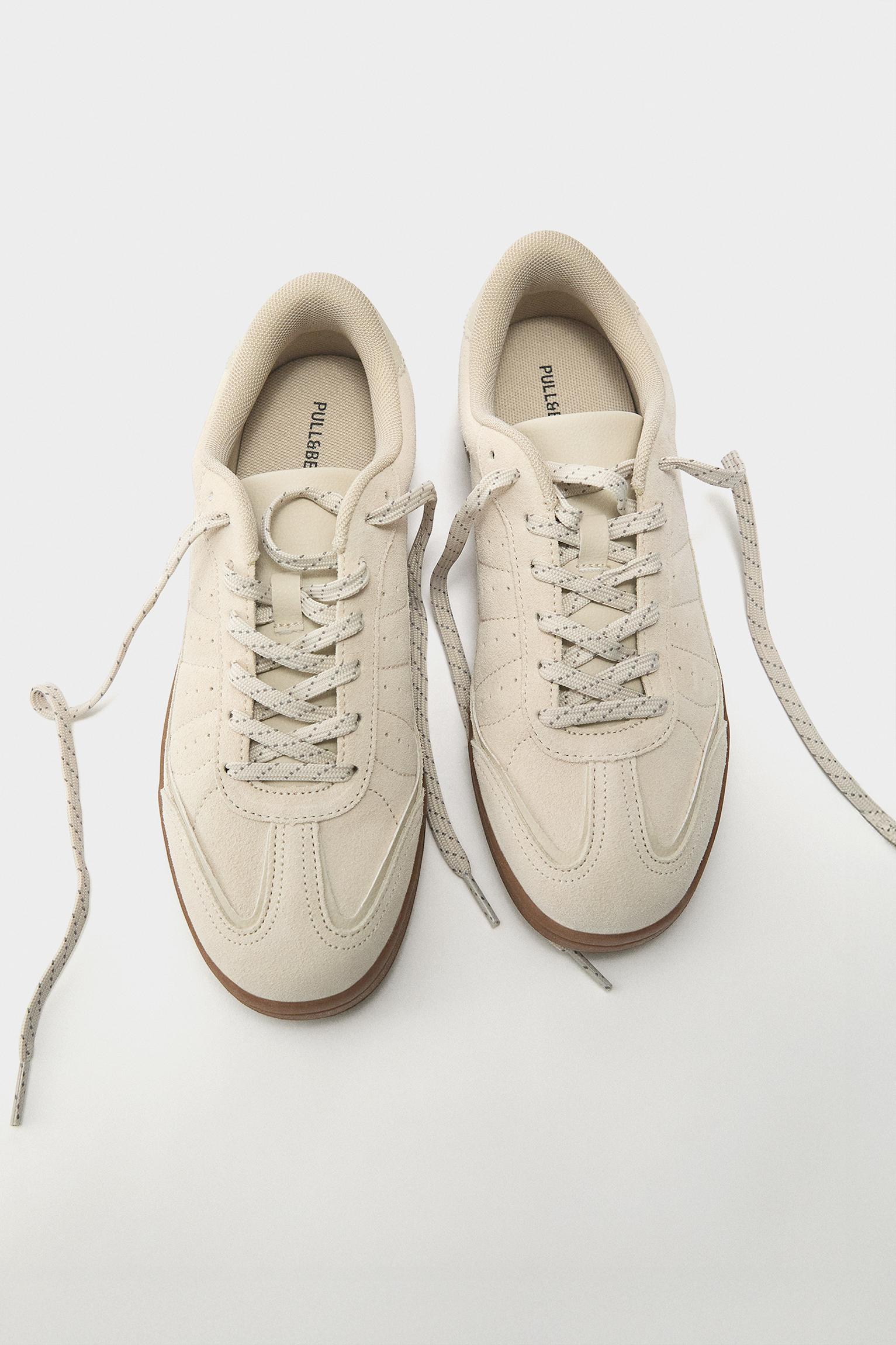 Split leather sneakers — Ecru