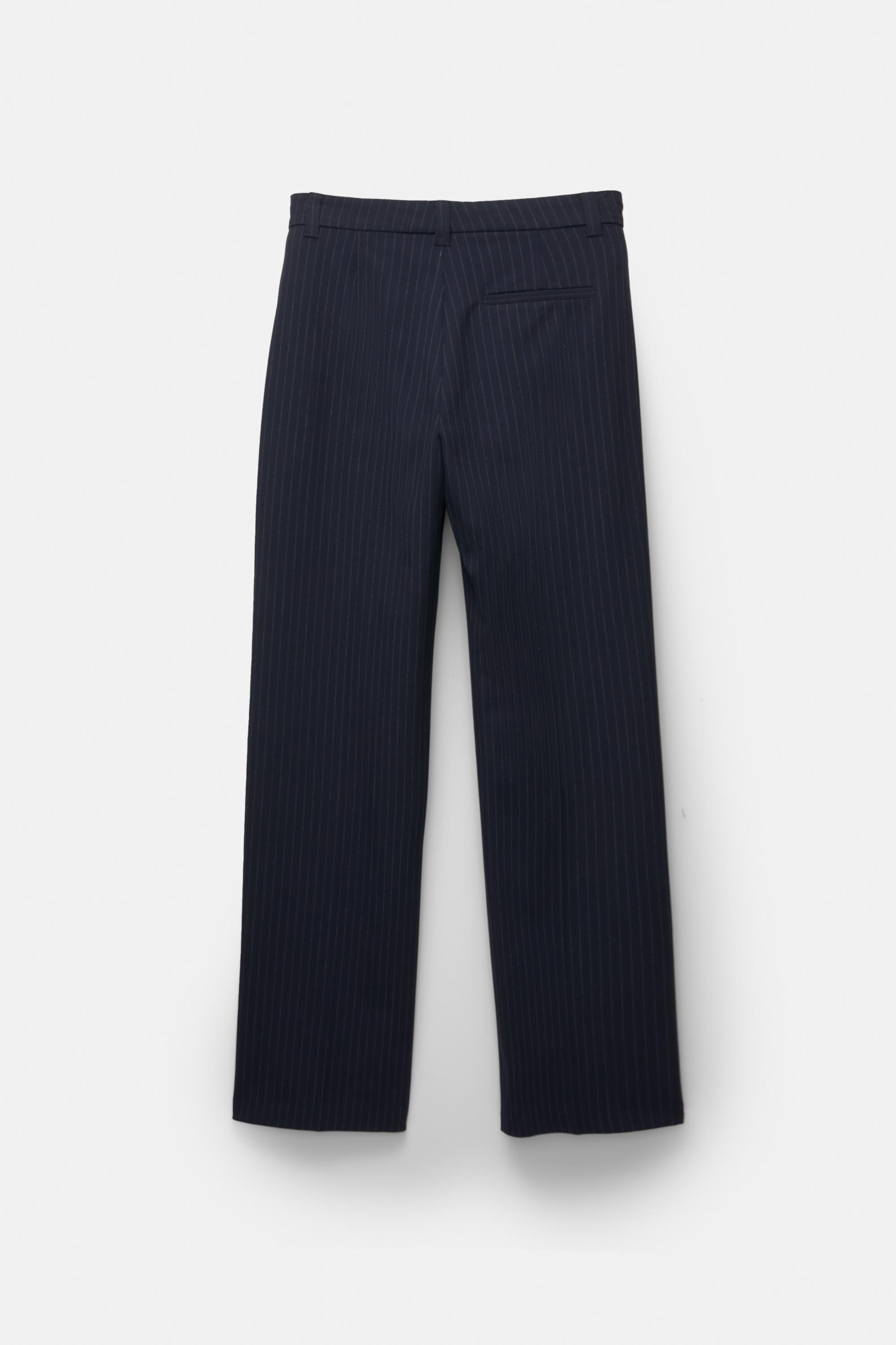 Smart high-waist straight-leg trousers — Striped