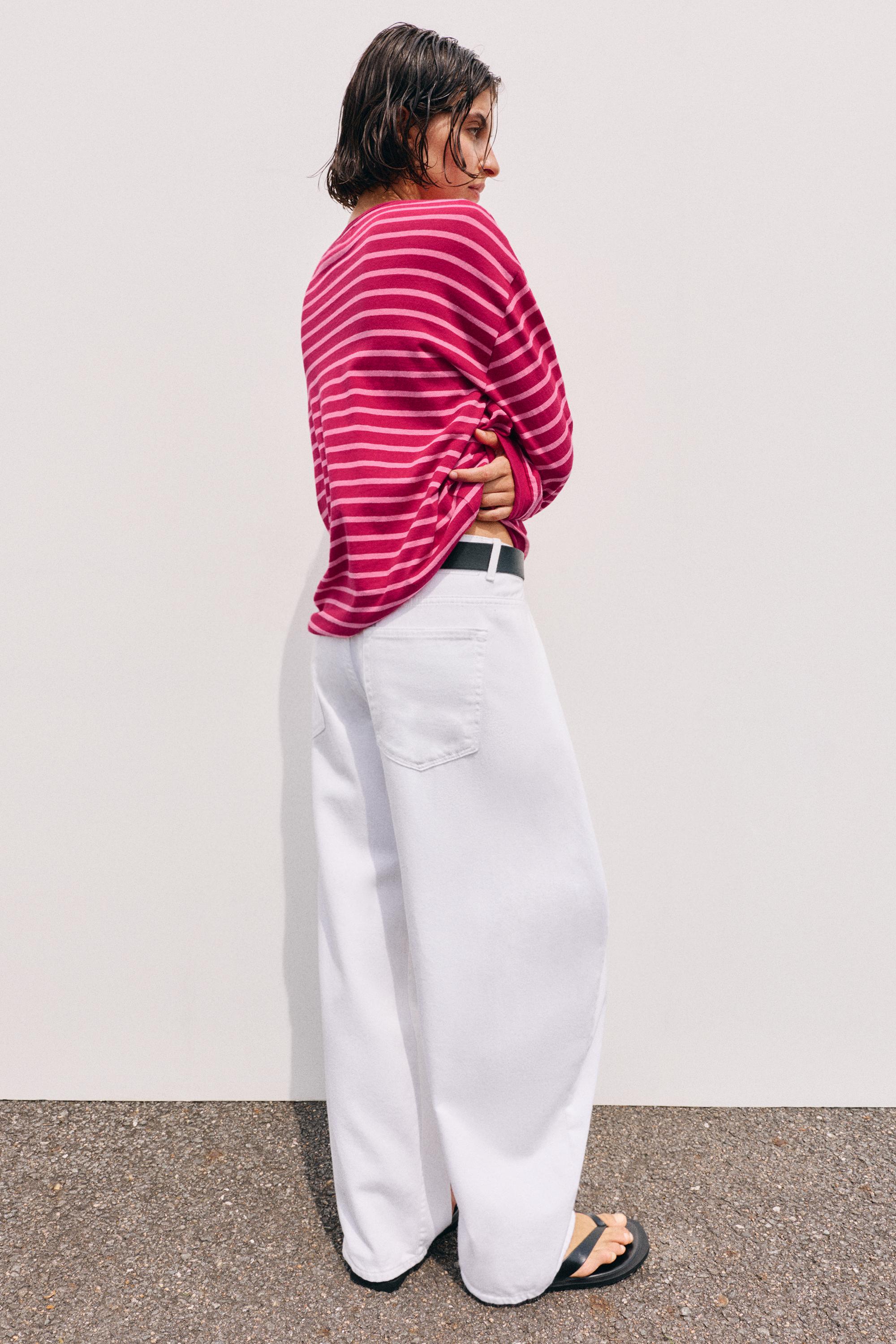 Oversize long sleeve striped T-shirt — Striped