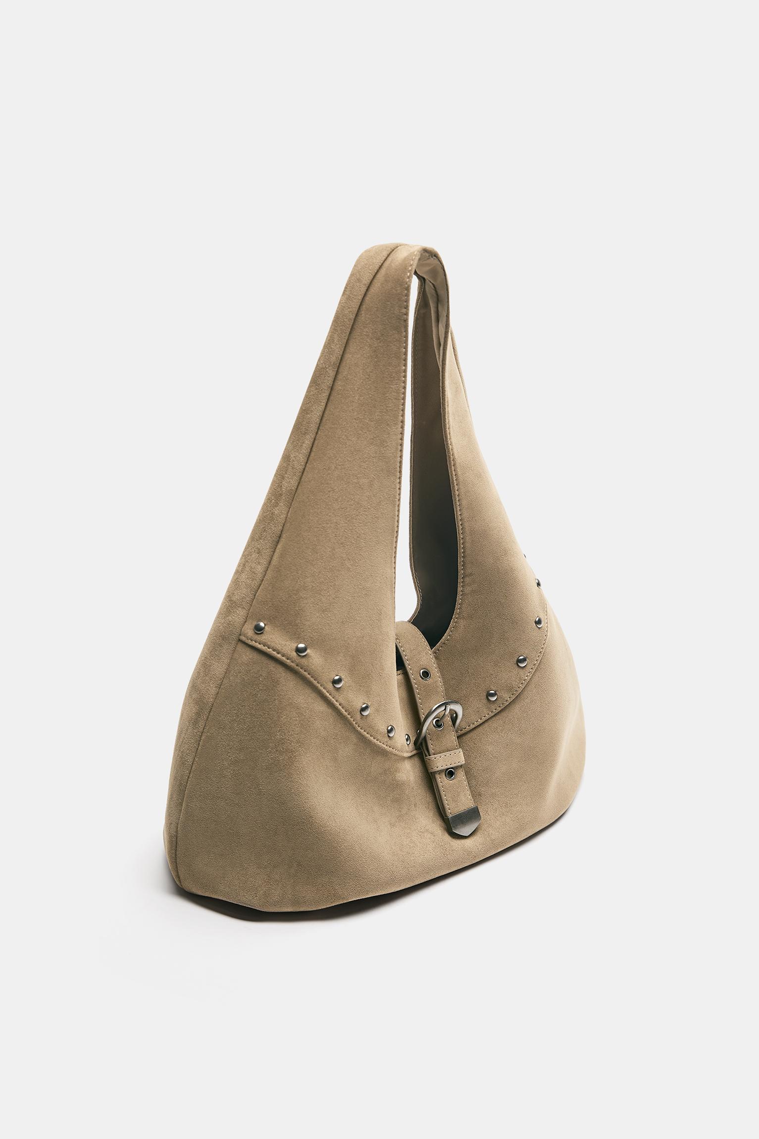 Studded buckle tote bag — Sand