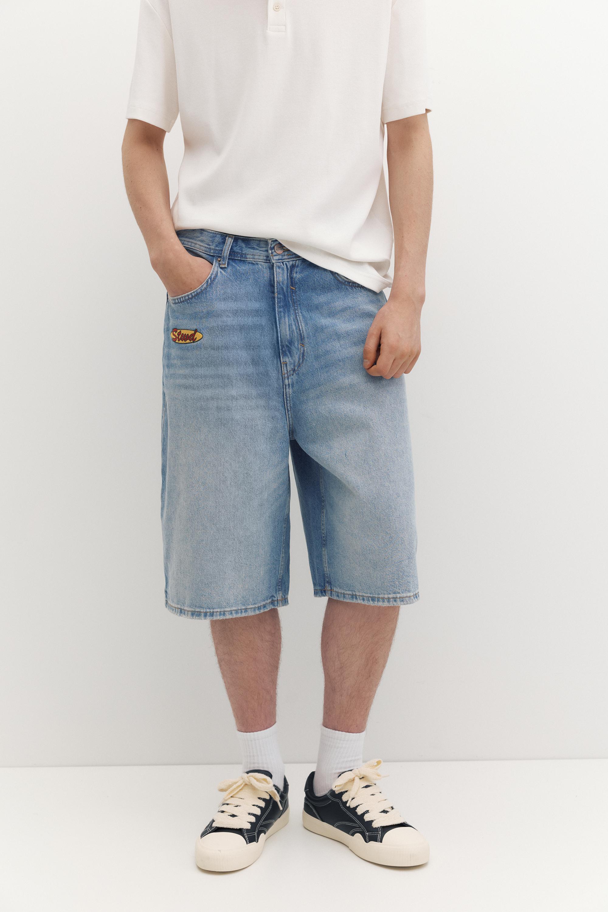 Skater denim Bermuda shorts — Medium blue
