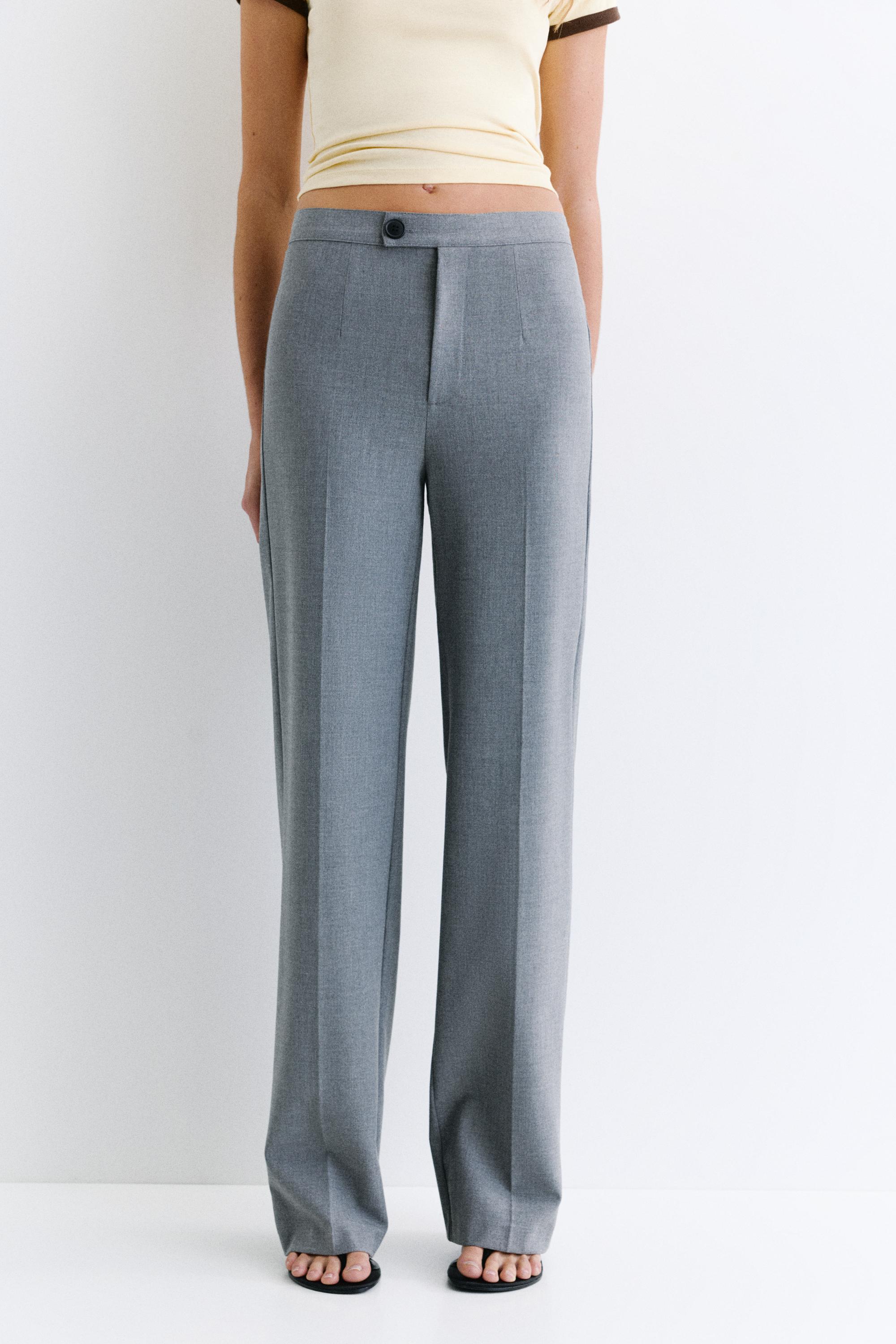 Straight-leg darted trousers — Medium grey