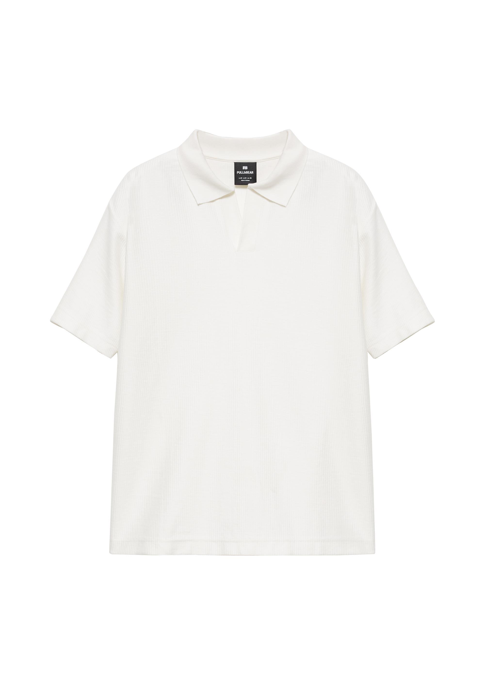 Textured short sleeve polo shirt — Off white