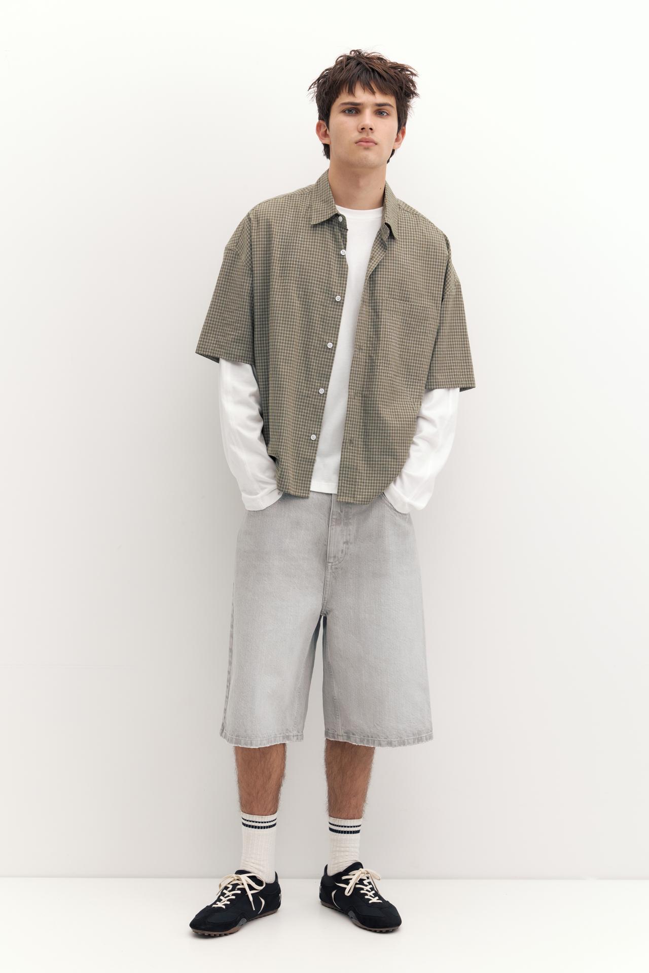 Short sleeve check shirt — White/Grey