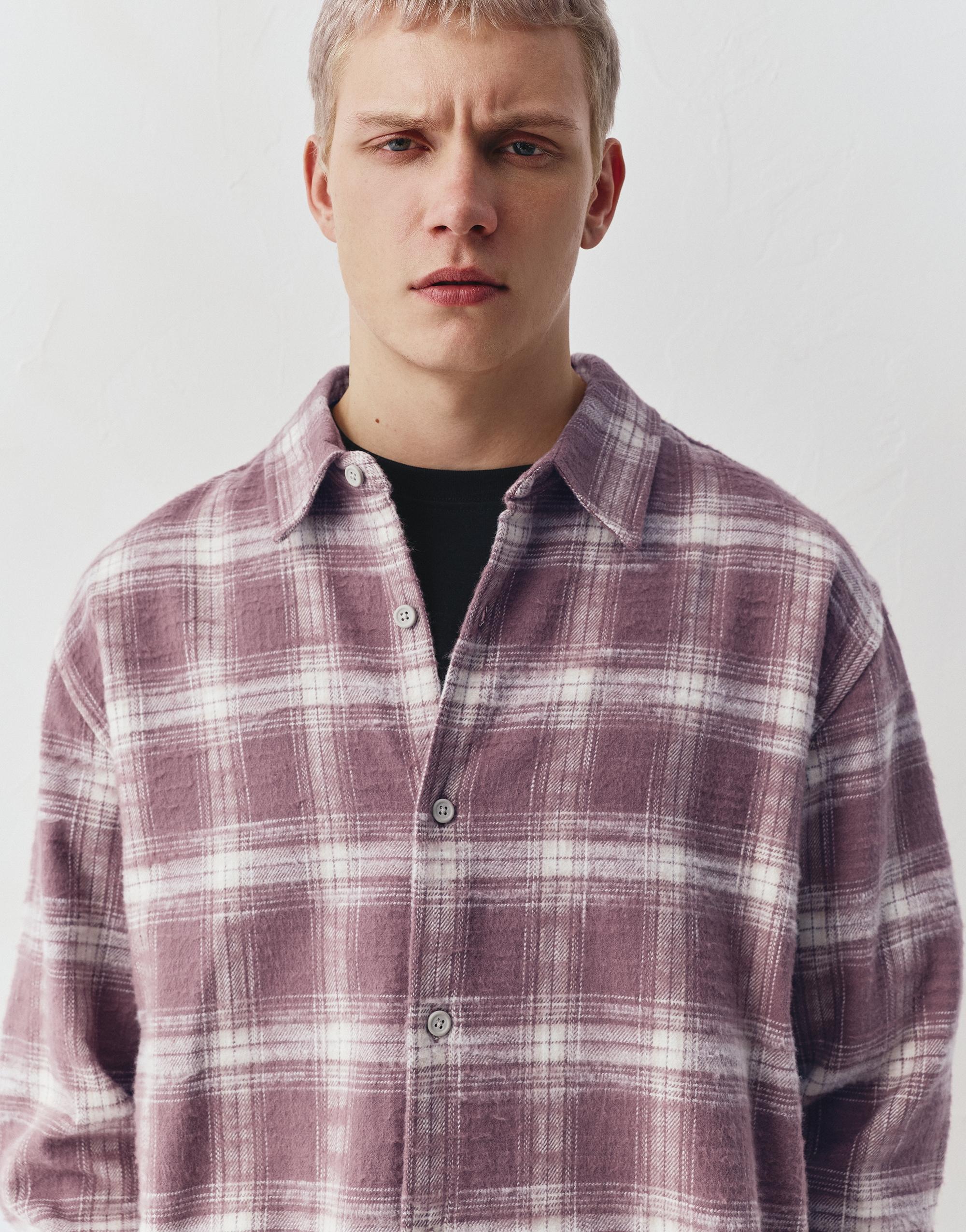 Kareli uzun kollu gömlek - Görsel 28