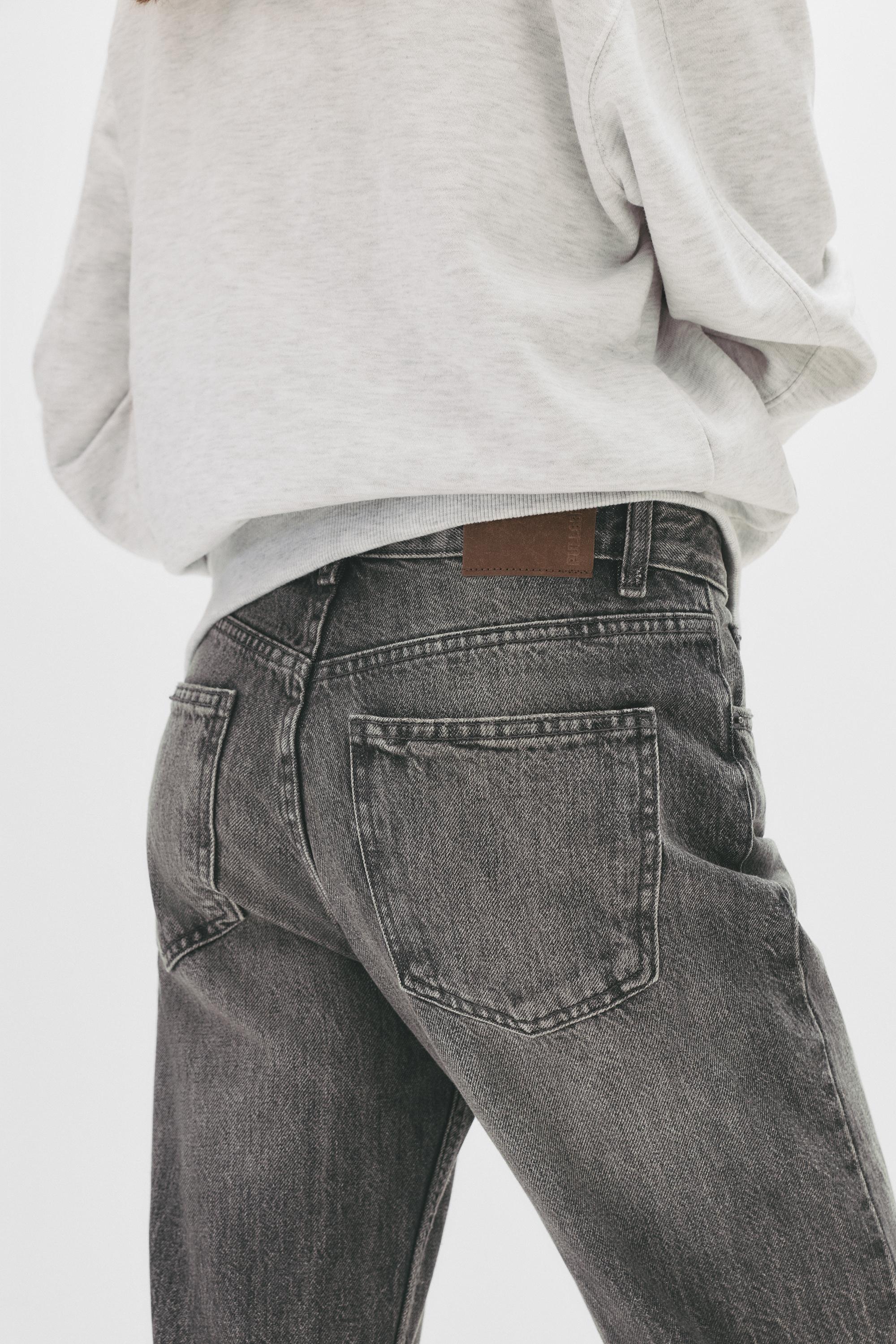 Mid-waist straight-leg jeans — Anthracite grey
