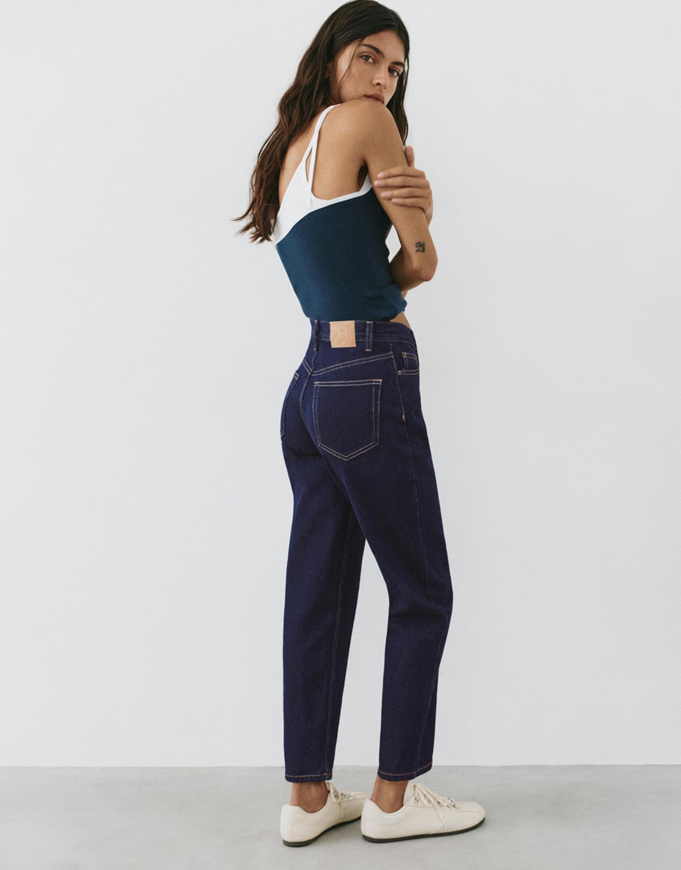 High-waist mom jeans — Ink blue