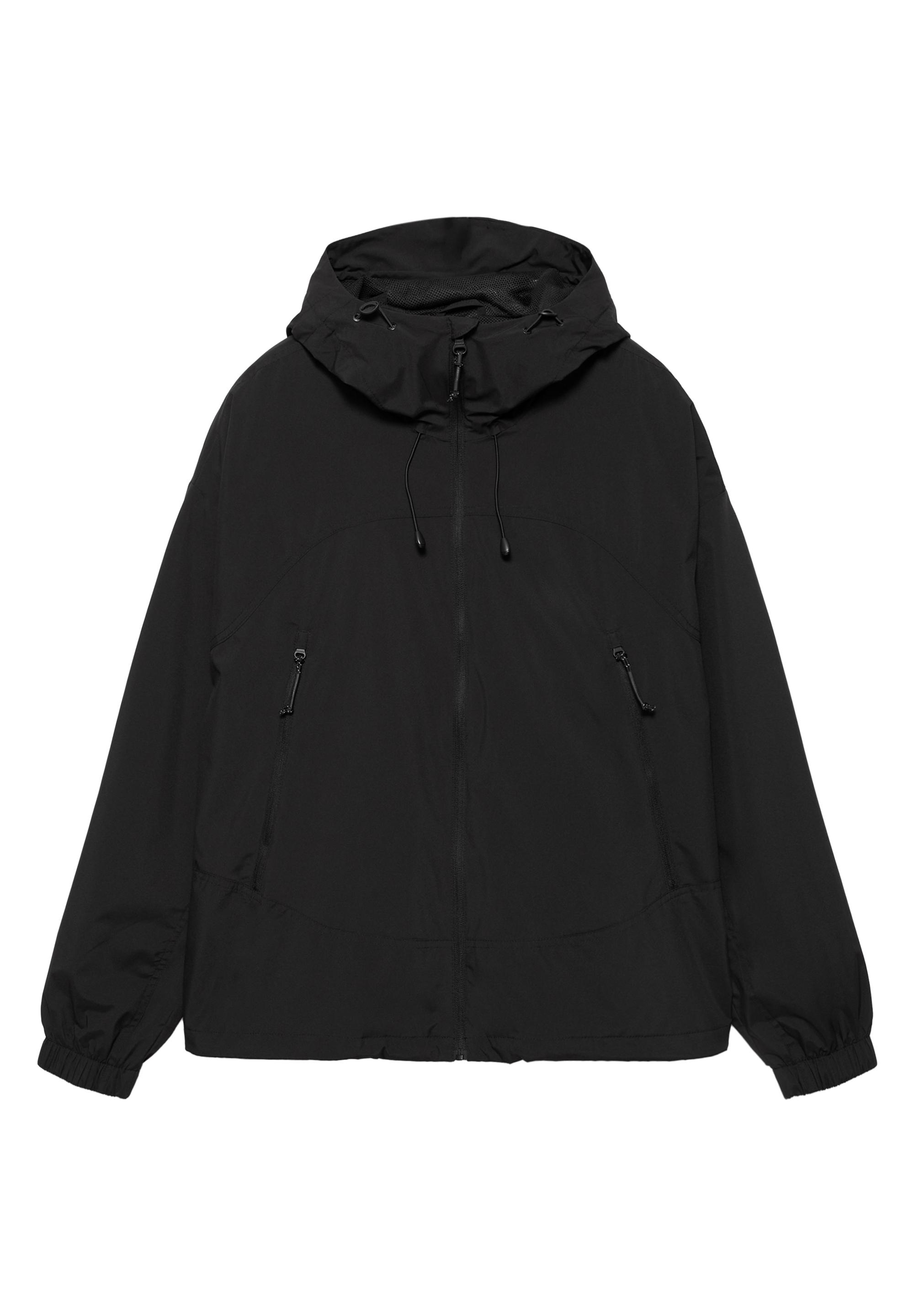 Lightweight hooded raincoat — Black