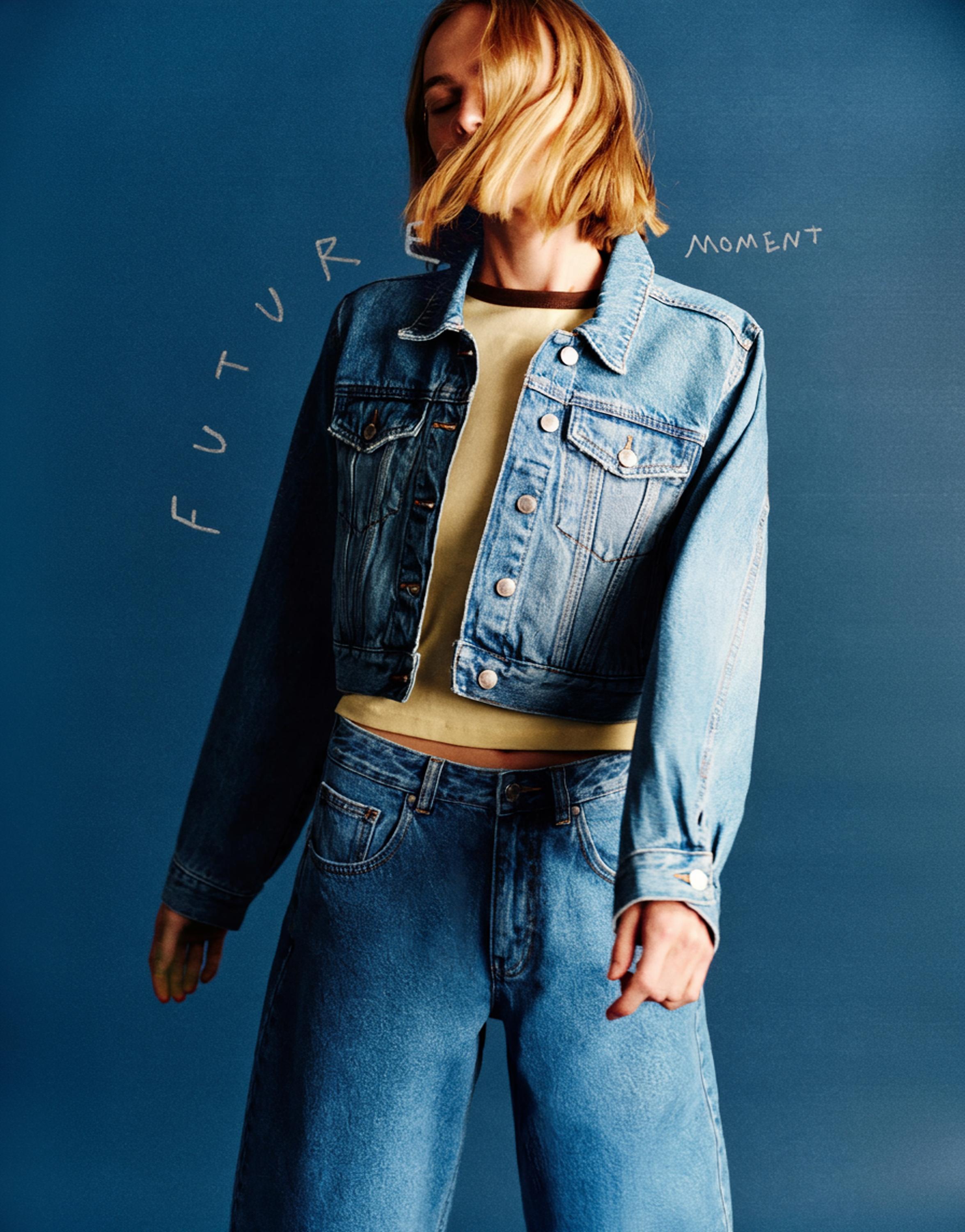Cropped denim jacket — Medium blue