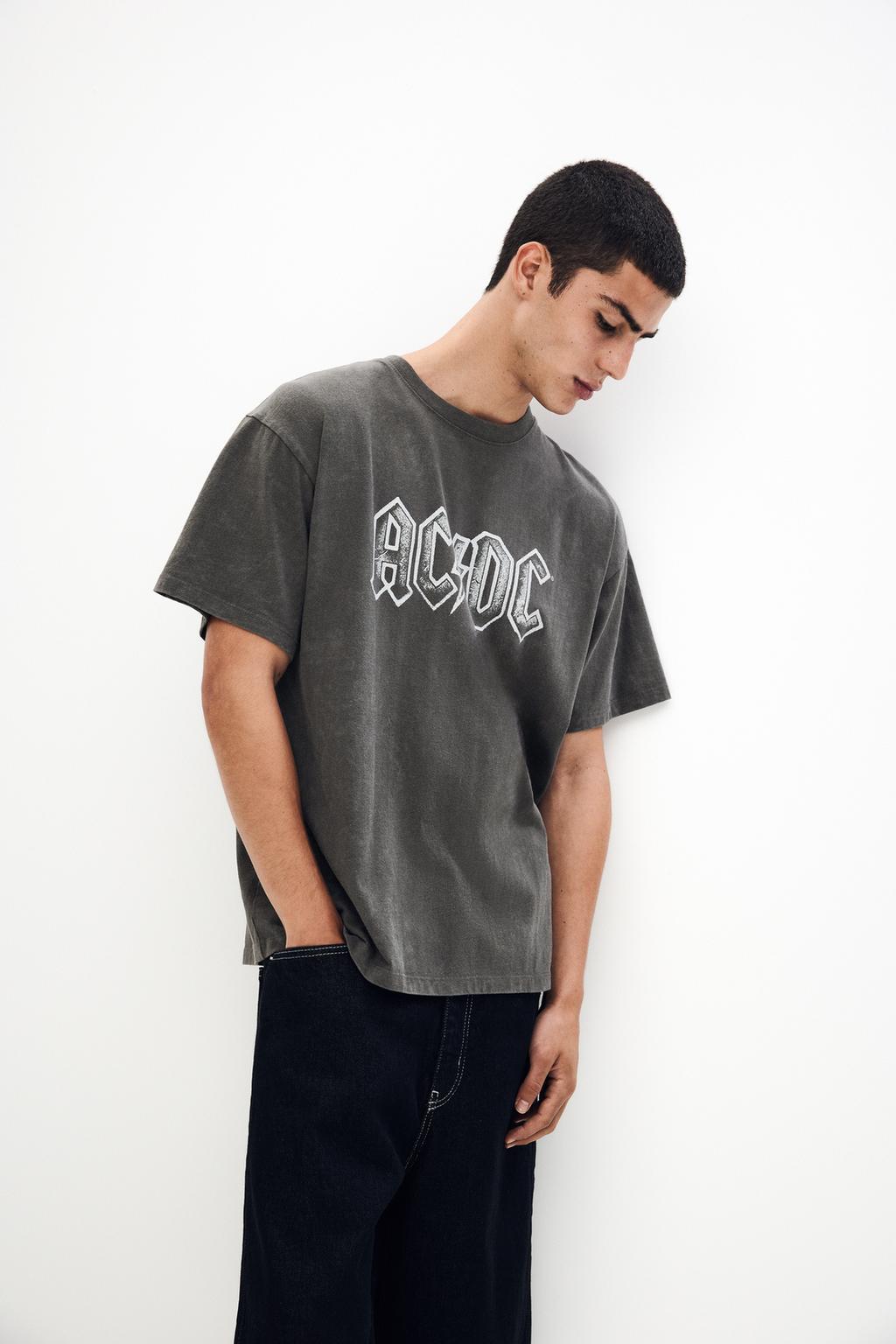 Gray AC/DC T-shirt pull&bear - Main Image
