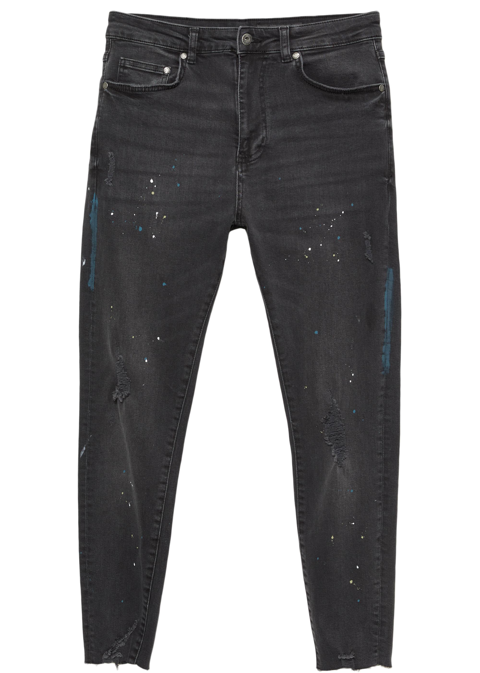 Paint splatter carrot-fit jeans — Faded black