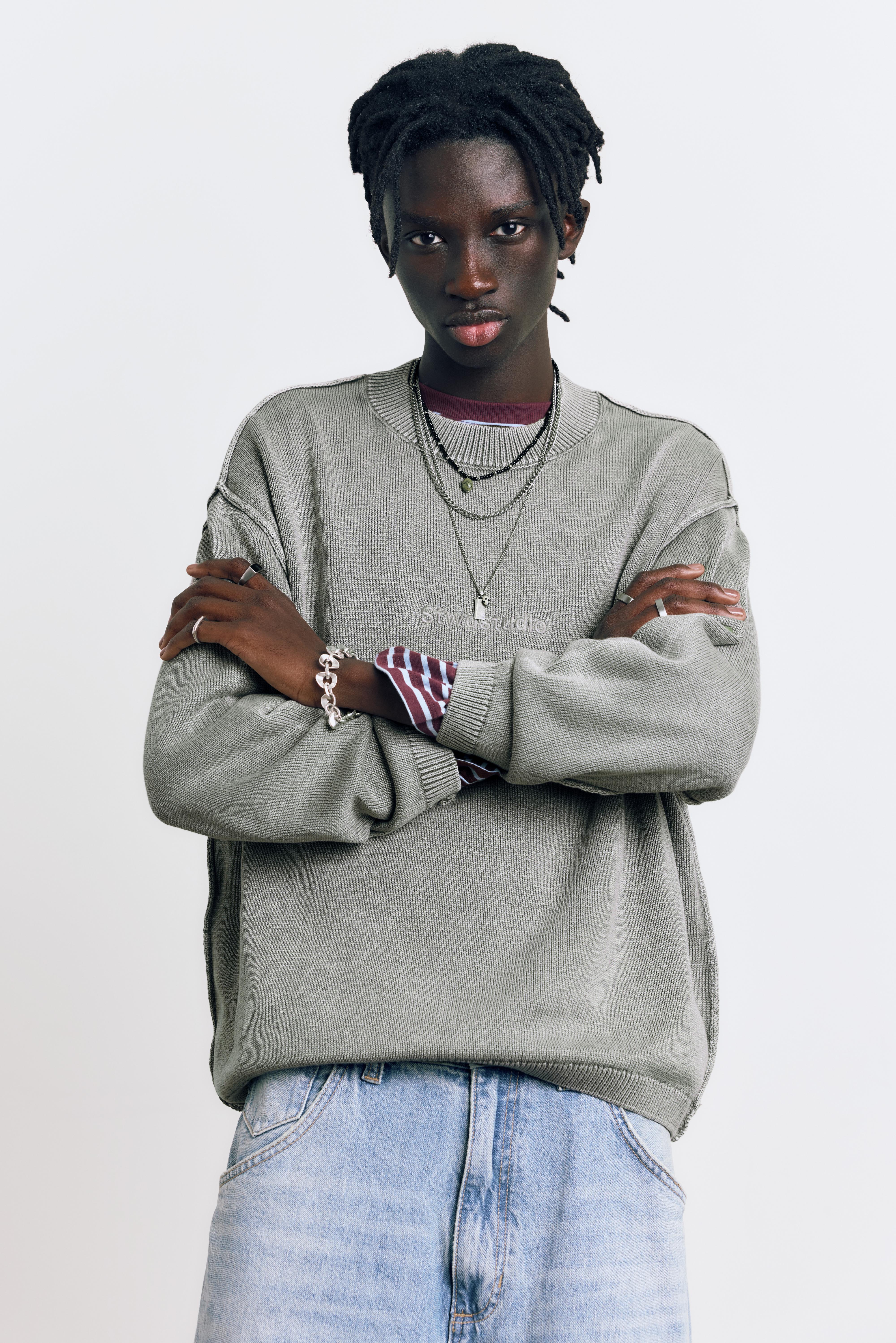 STWD Studio embroidered jumper — Faded black