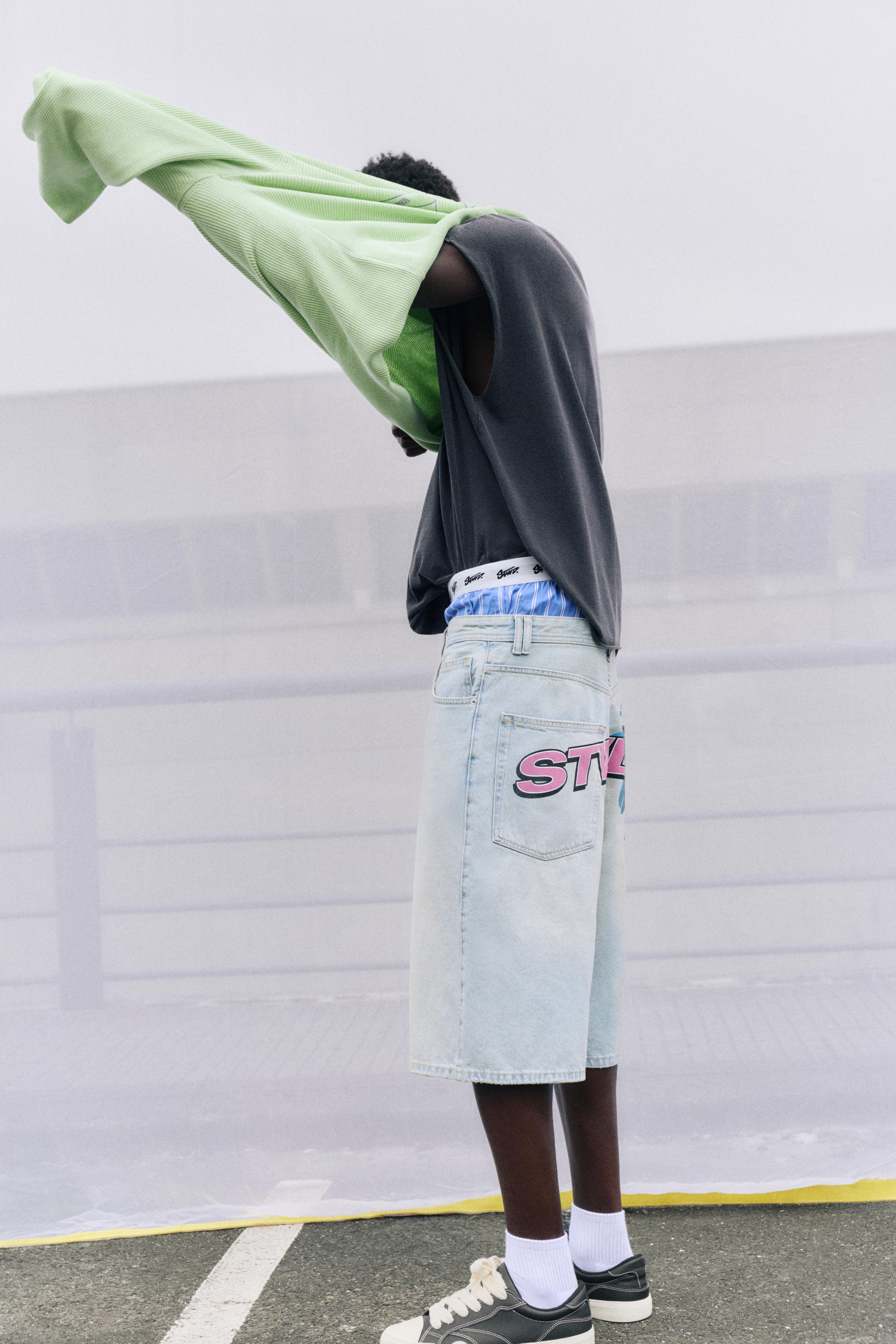STWD skater denim Bermuda shorts — Pale indigo