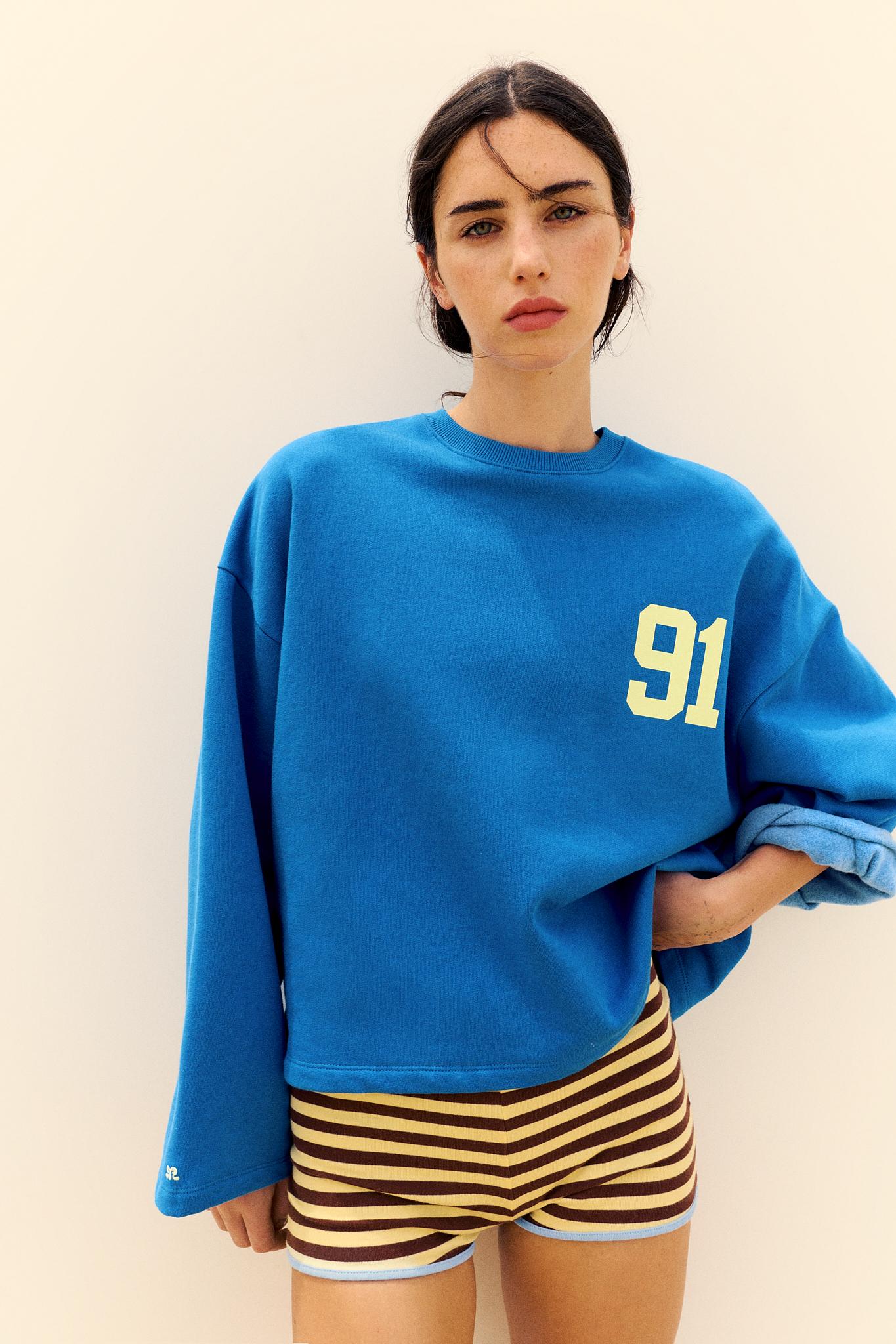 91 graphic relaxed fit sweatshirt — Blue