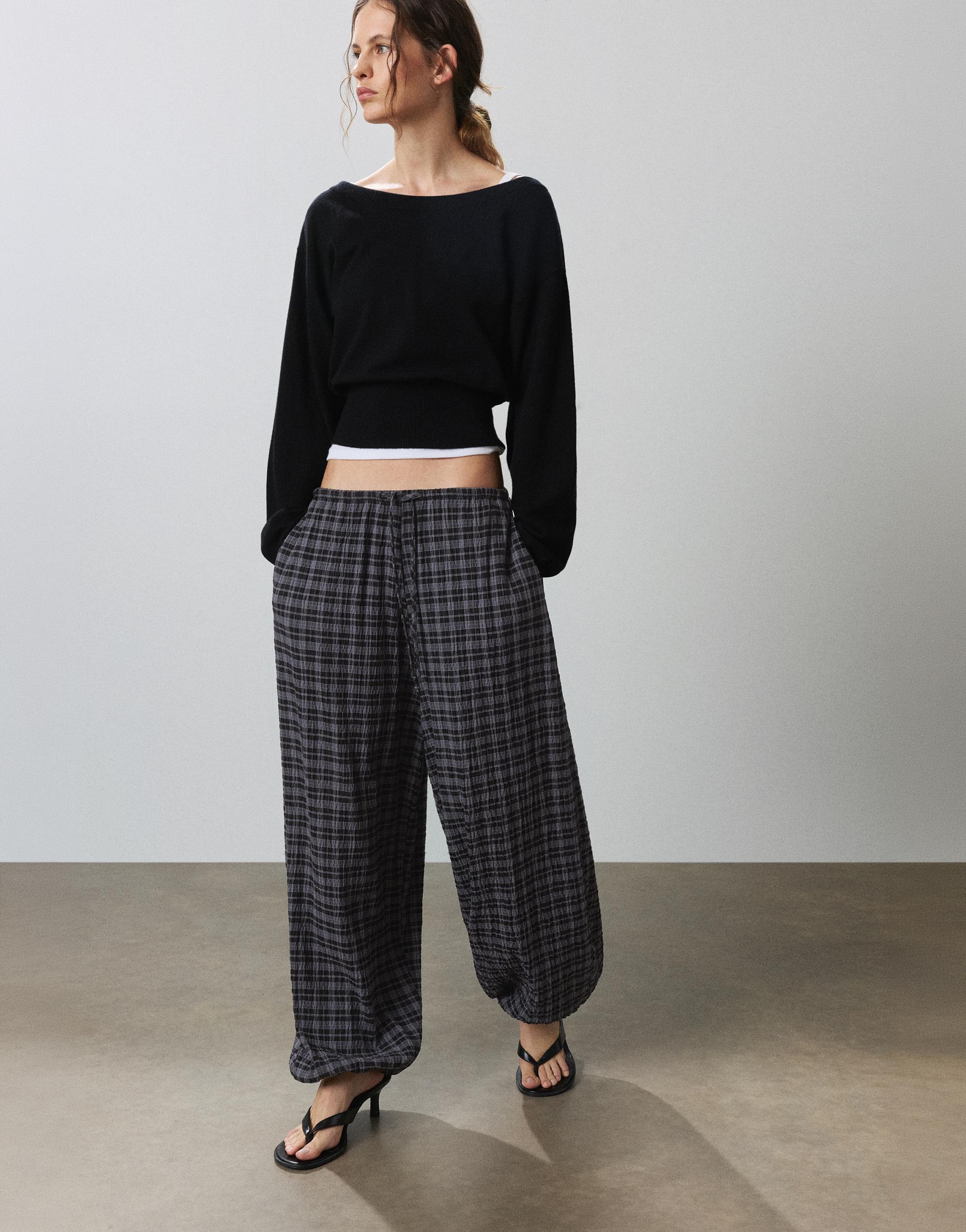 Check sarouel trousers — Anthracite grey