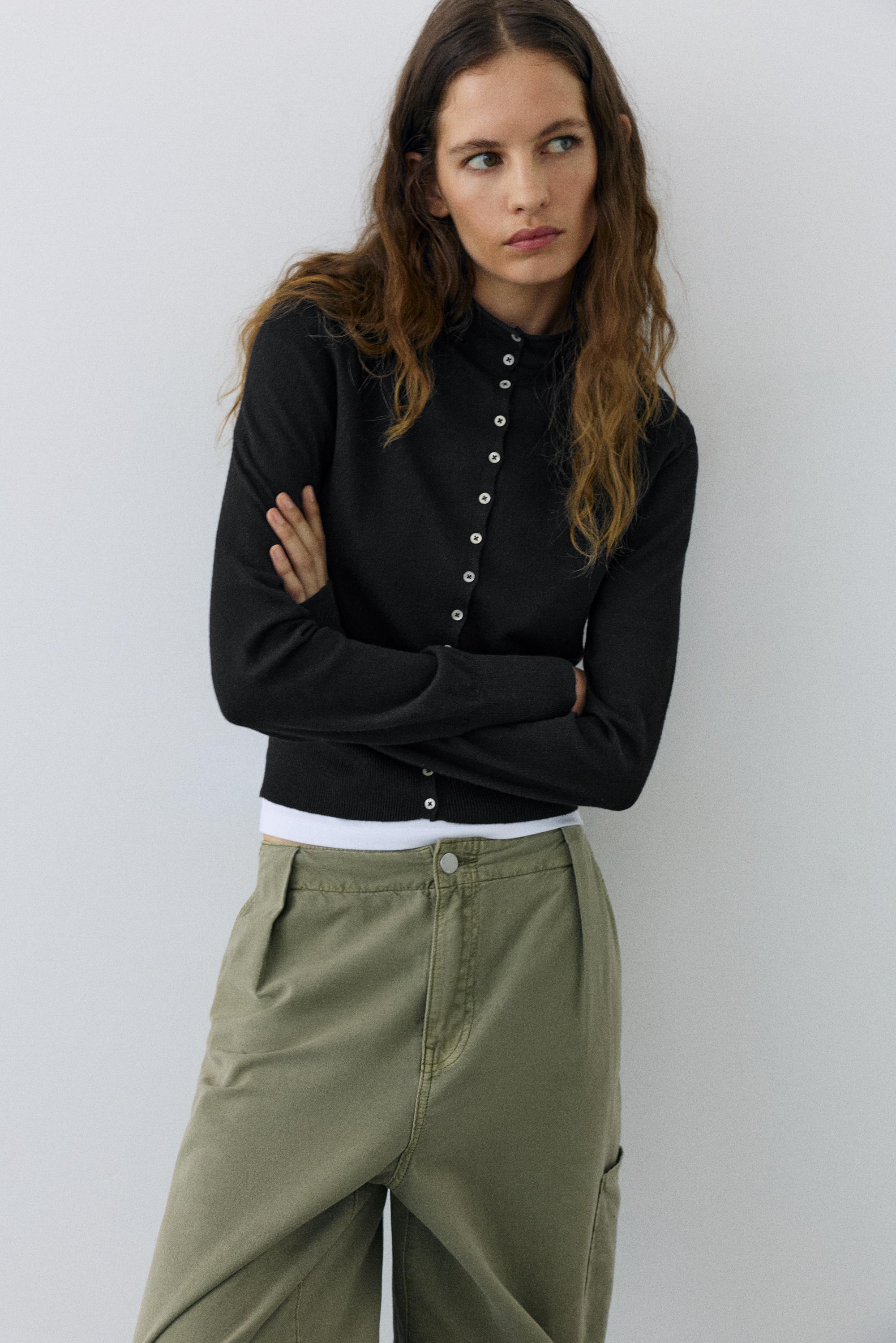 High-neck cardigan — Black