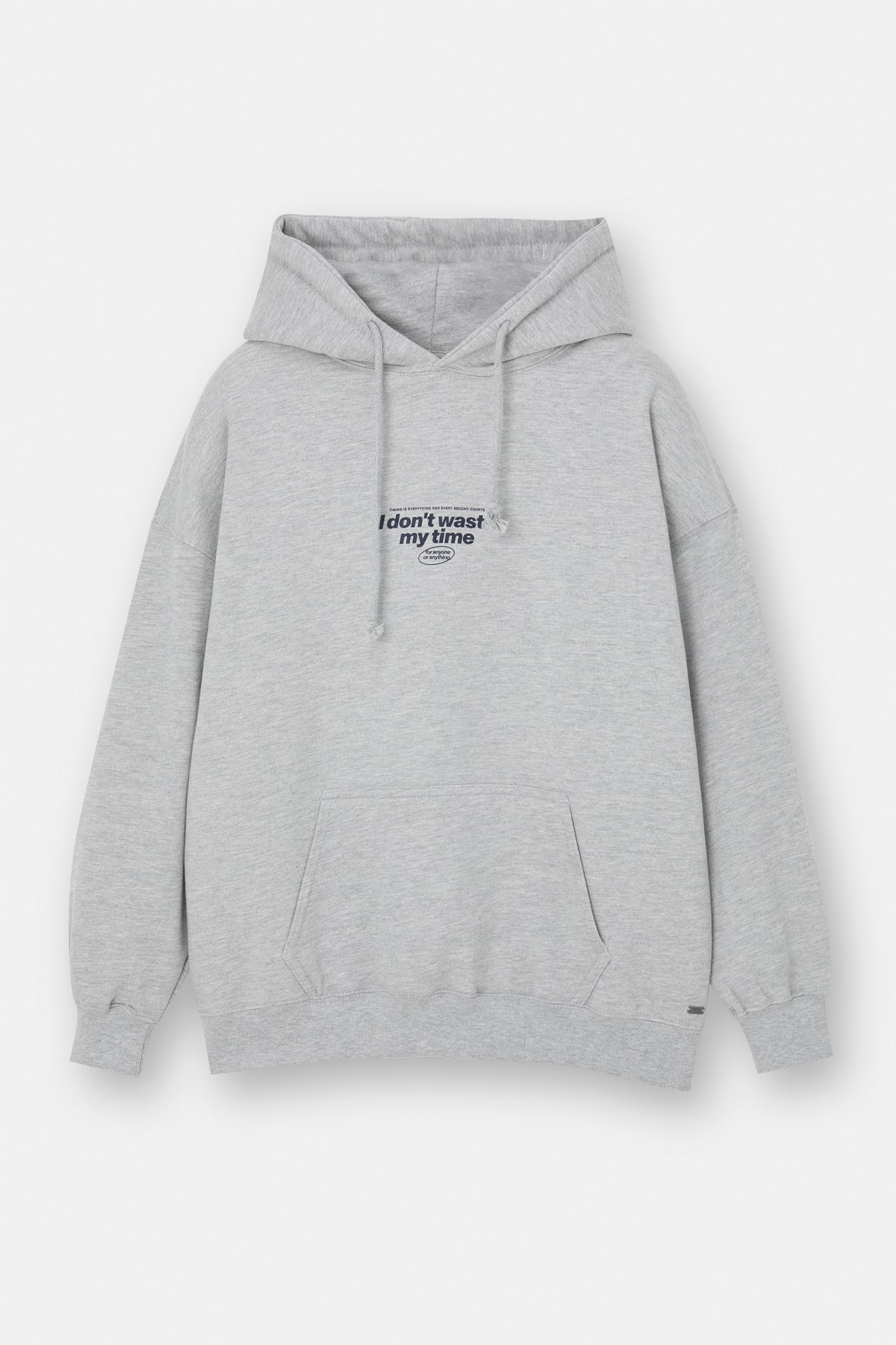 Grey pull and bear hoodie sale