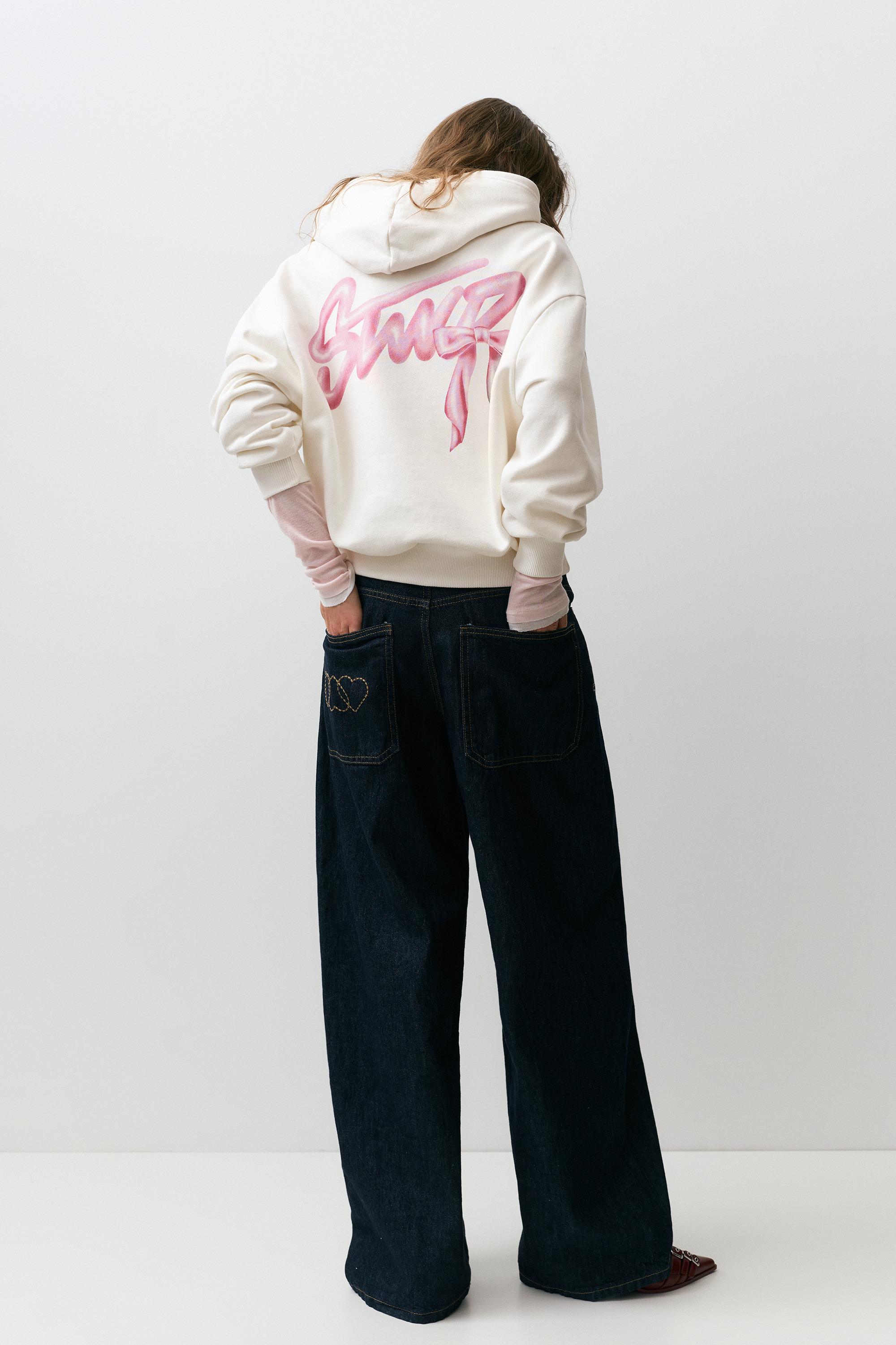 Fiyonk grafikli kapüşonlu sweatshirt - Görsel 12