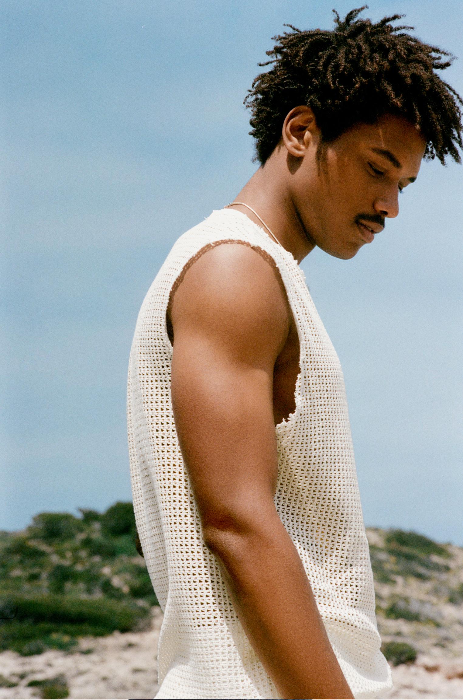 Mesh strappy top — Off white