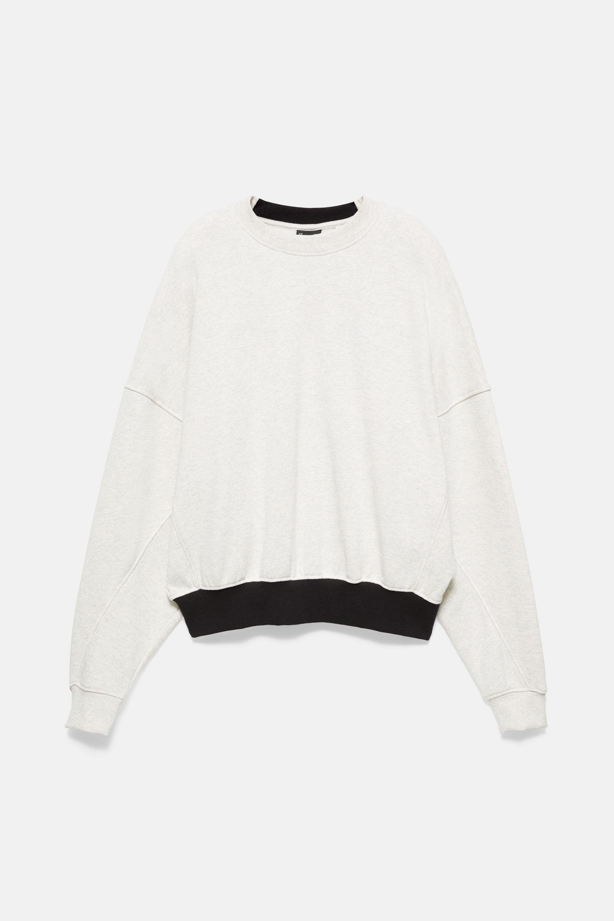 Contrast rib round neck sweatshirt — Grey marl