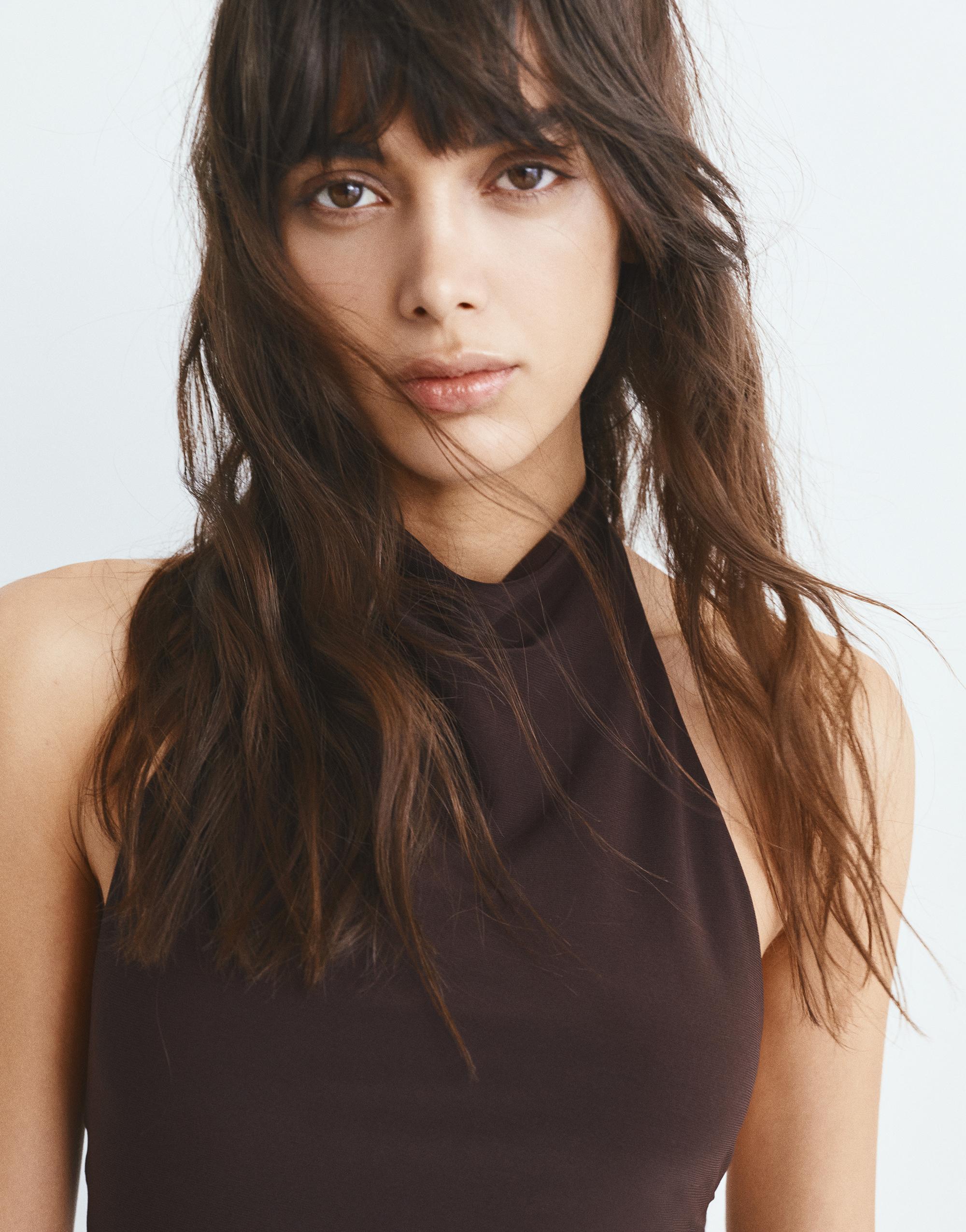 Short halter dress — Brown