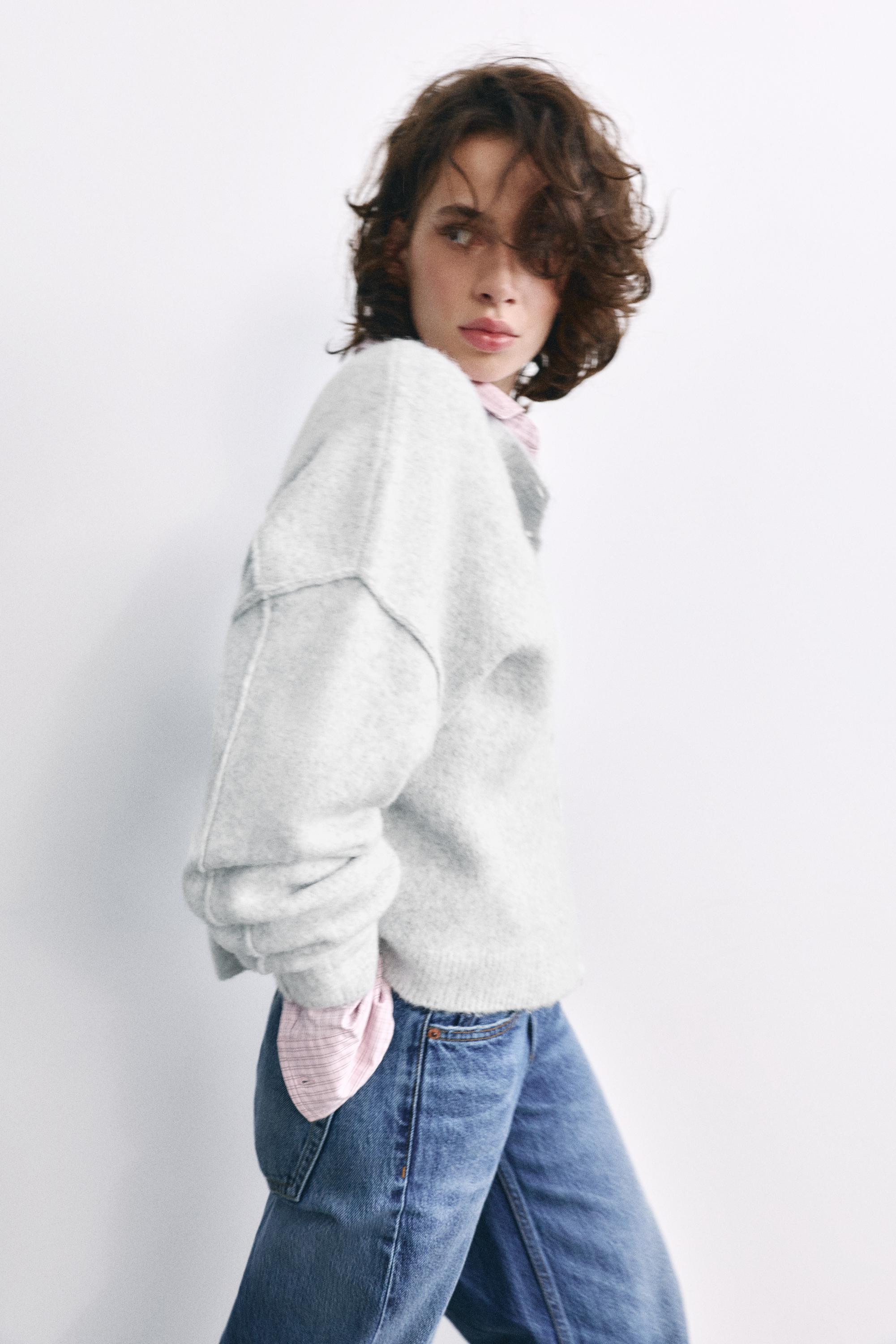 Soft knit cardigan — Pale grey