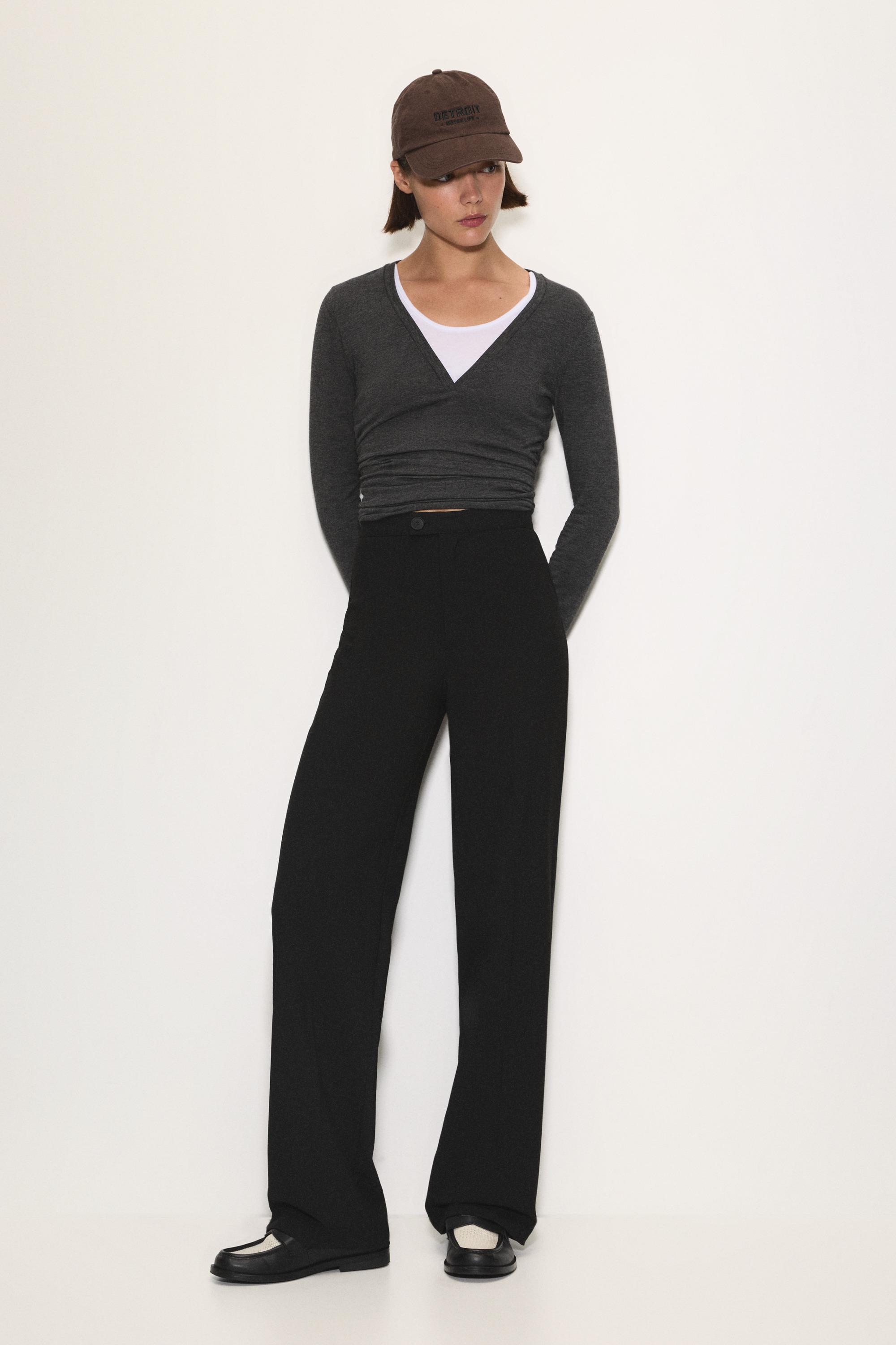 Straight-leg darted trousers — Black
