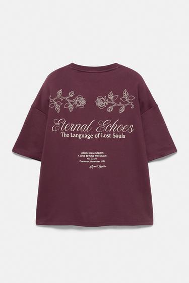 Short sleeve sweatshirt with roses — Wine 6