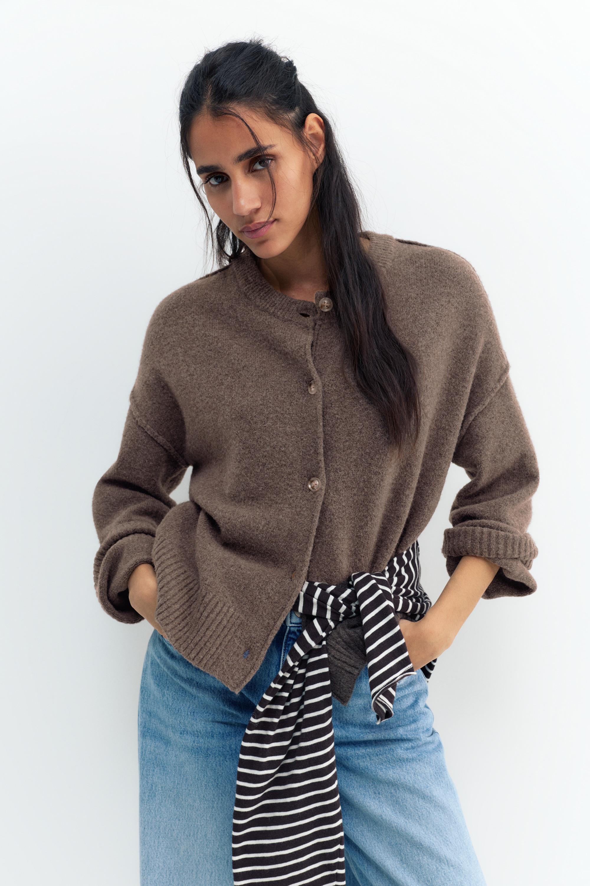 Soft knit cardigan — Brown