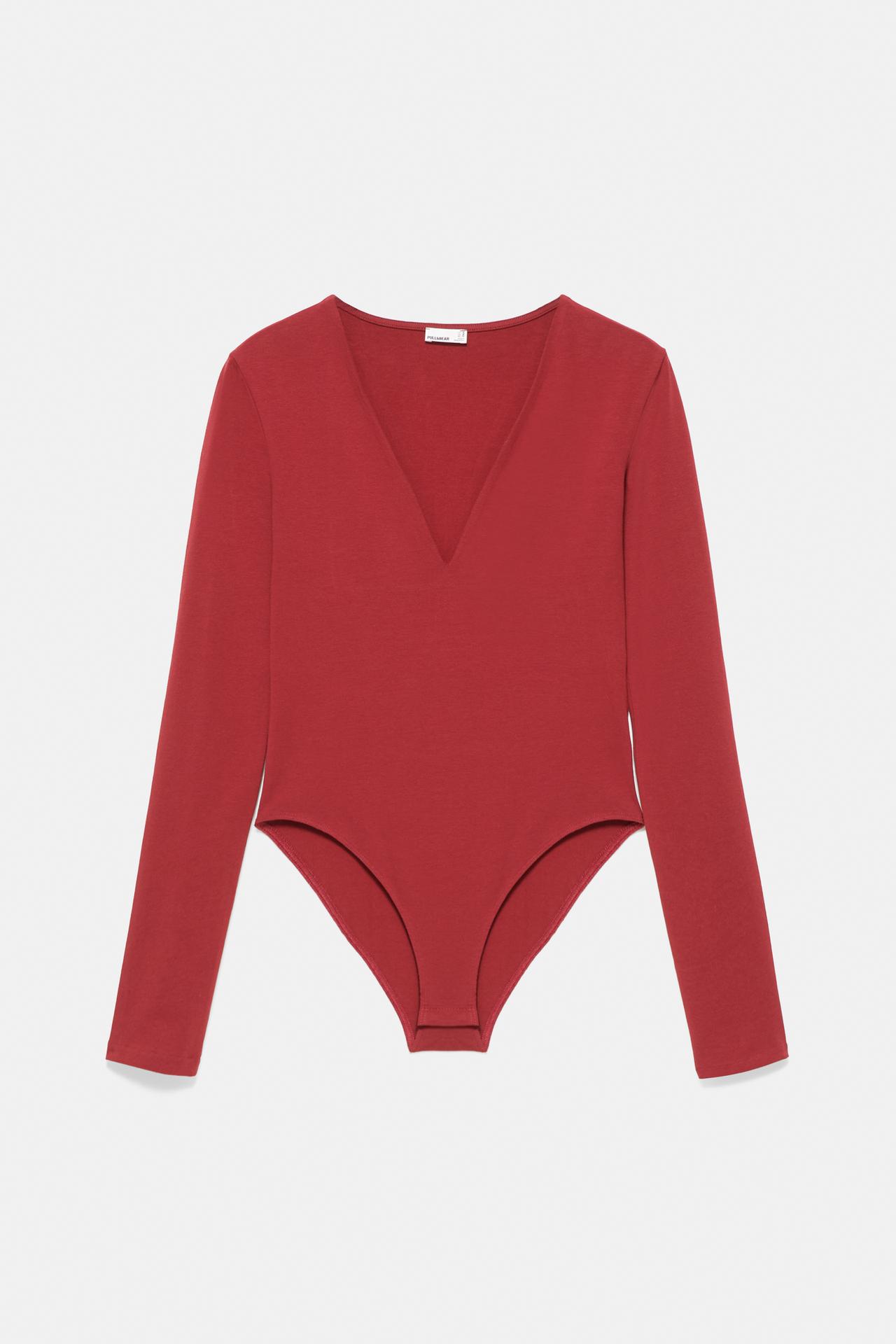 V-neck bodysuit — Burgundy
