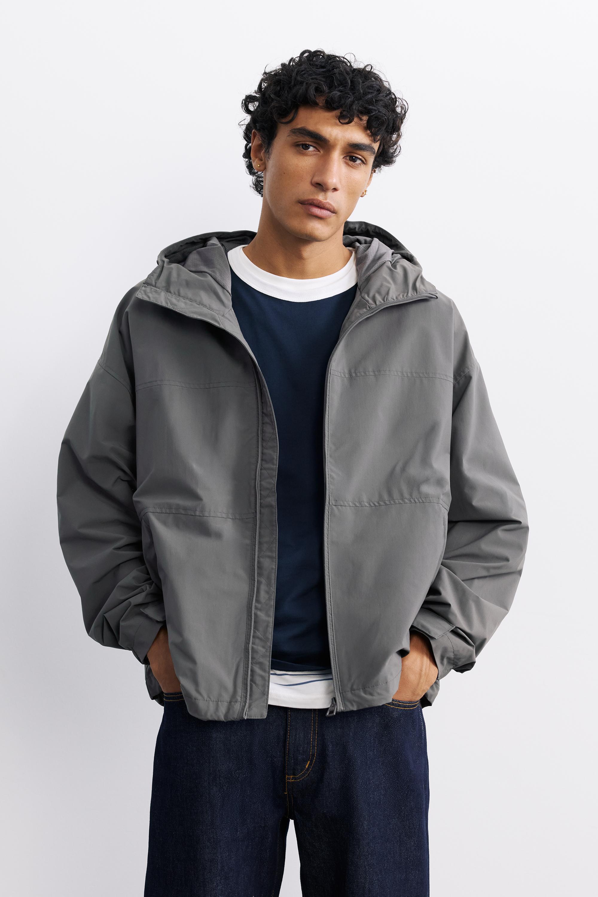 Lightweight hooded raincoat — Anthracite grey