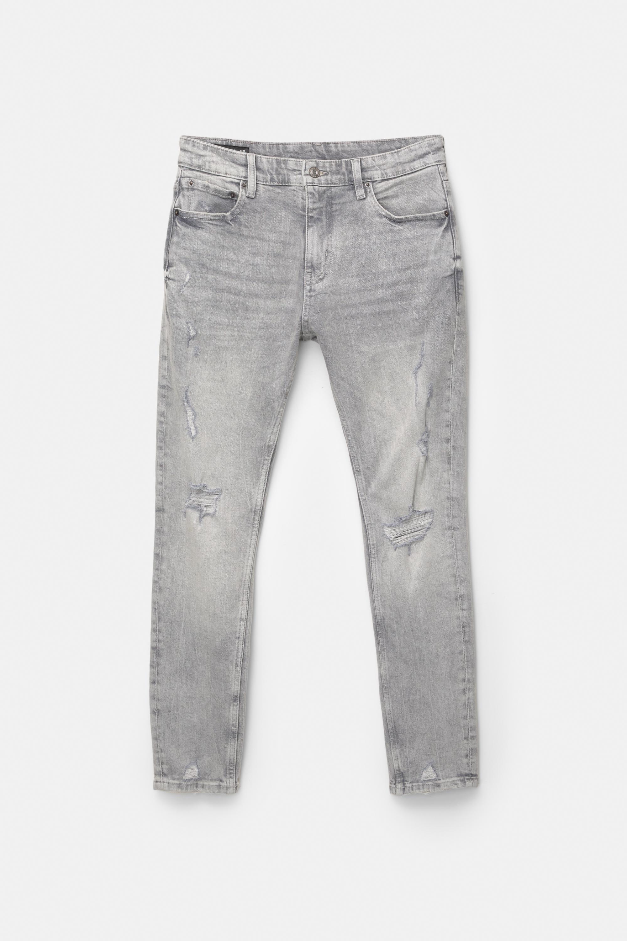 Ripped skinny jeans — Pale grey