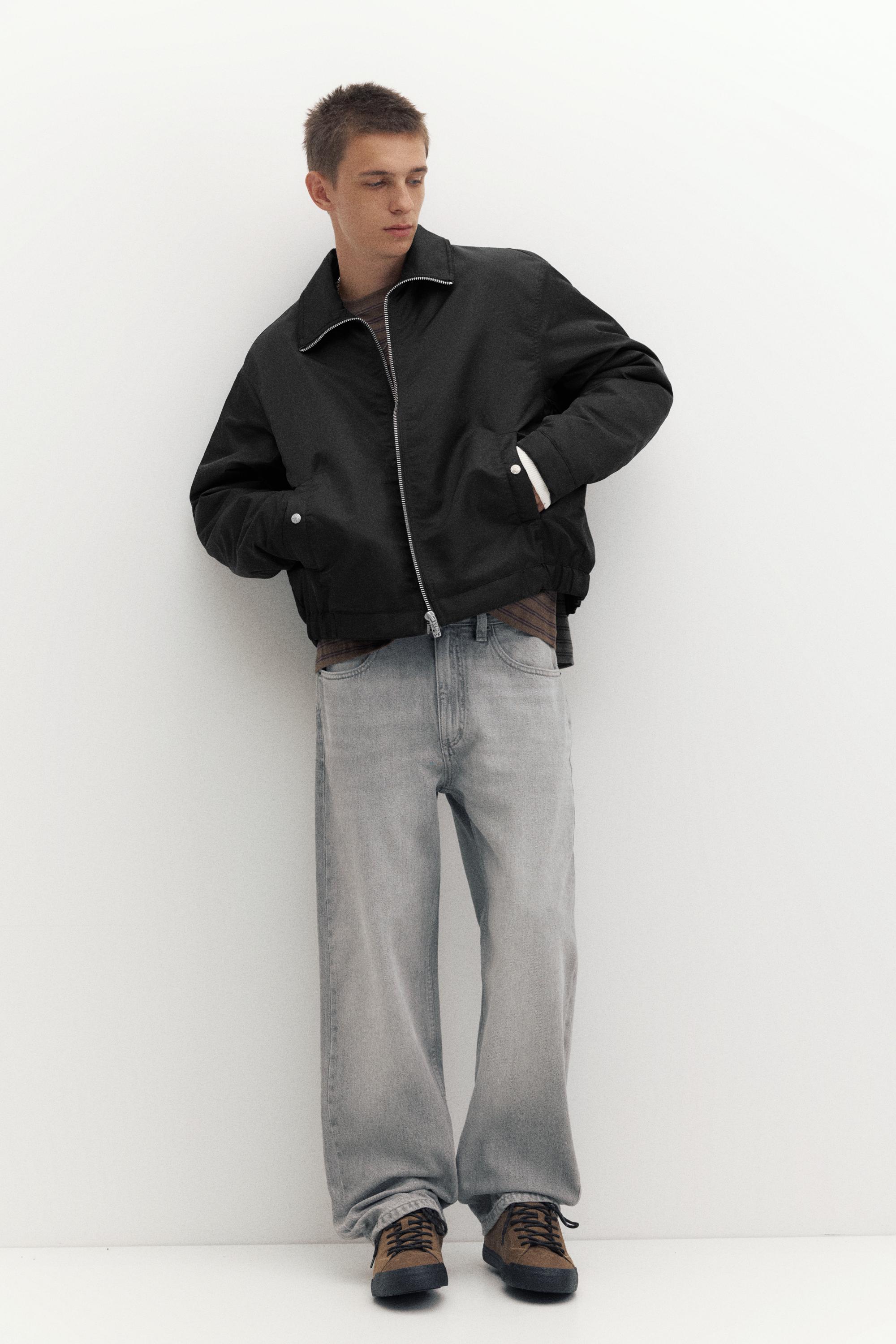 Shirt collar bomber jacket — Black