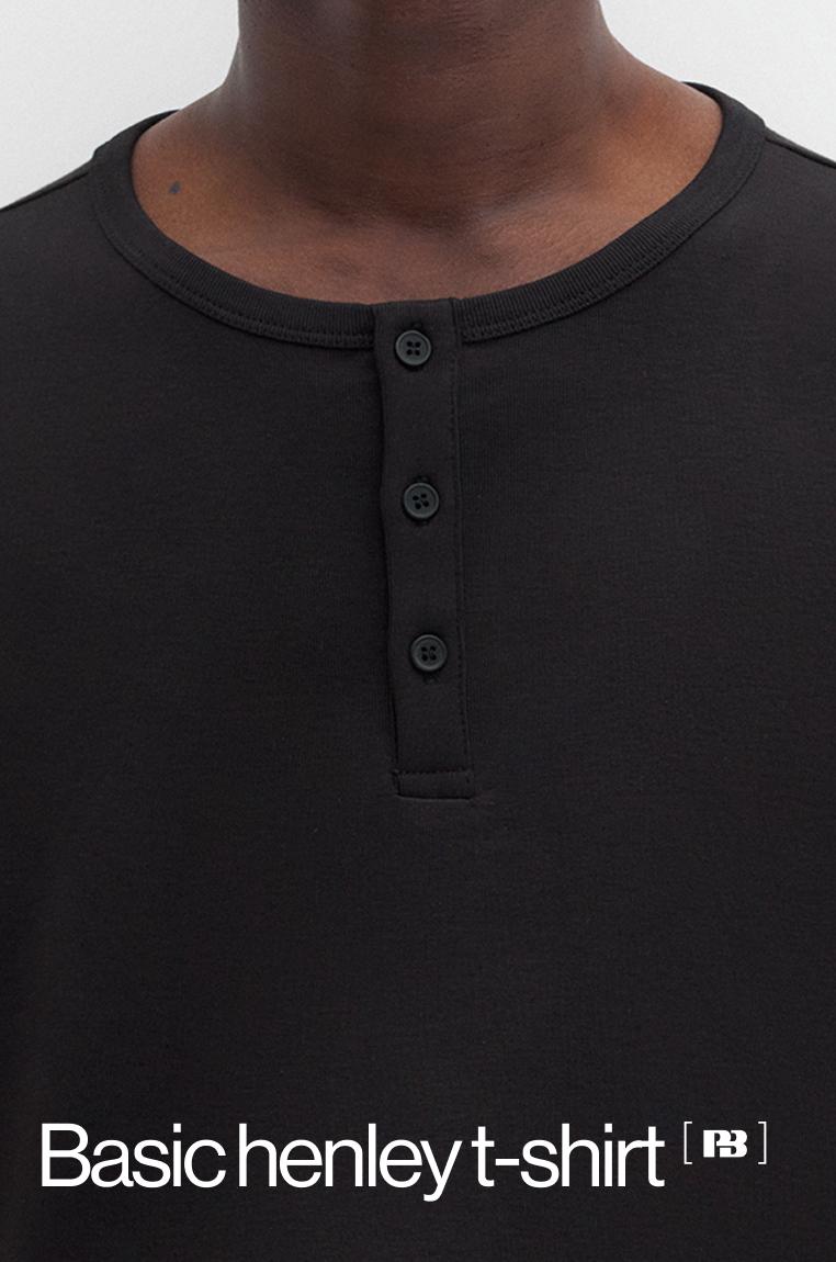 Basic Henley T-shirt — Black