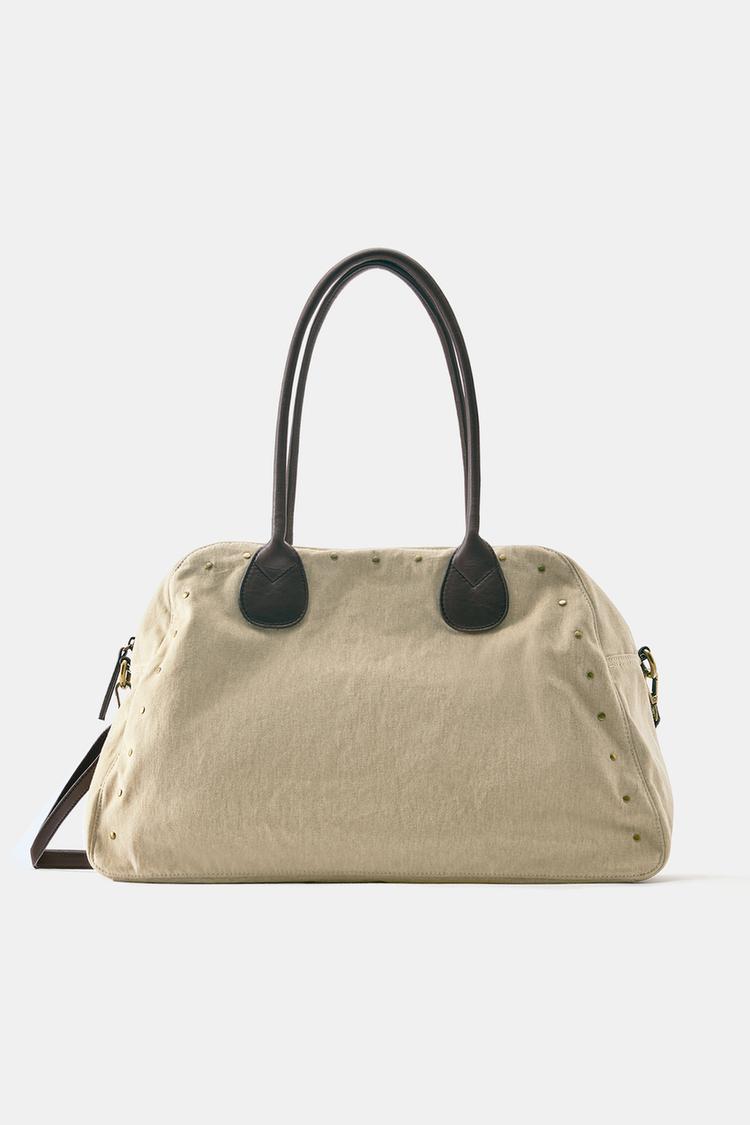 Studded shopper bag — Beige