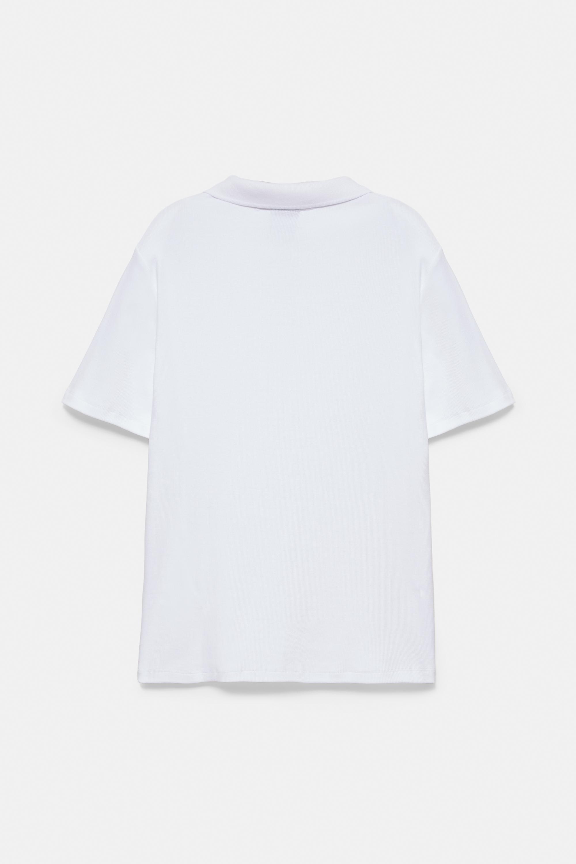 Short sleeve zip-up polo shirt — Off white