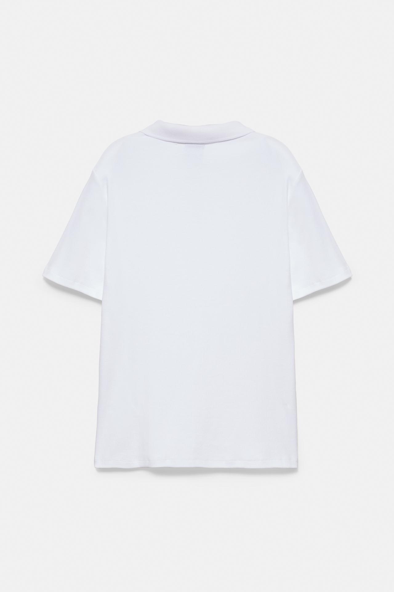 Short sleeve zip-up polo shirt — Off white