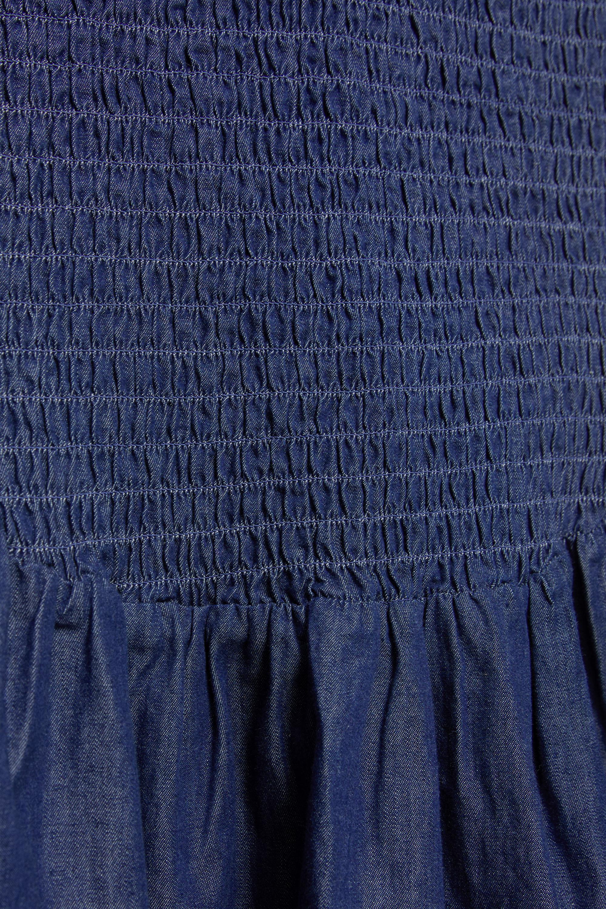 Short smocked denim dress — Dark blue