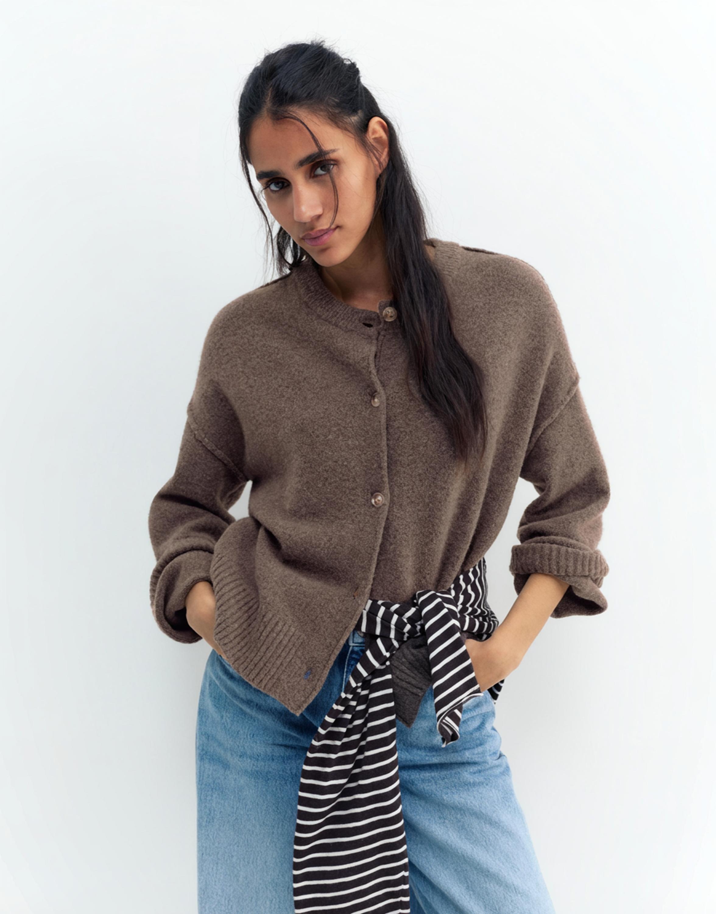 Soft knit cardigan — Brown