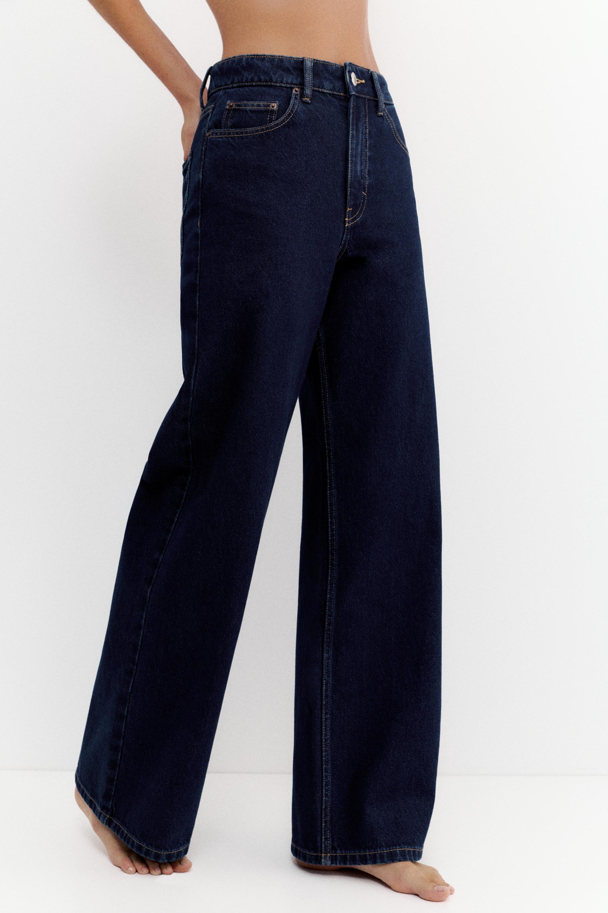 High-waist wide-leg jeans — Navy