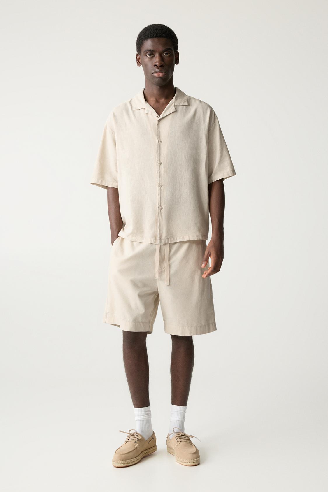 Bermudas Pantalon Lino Hombre Carrefour Playeras Pantalon Corto