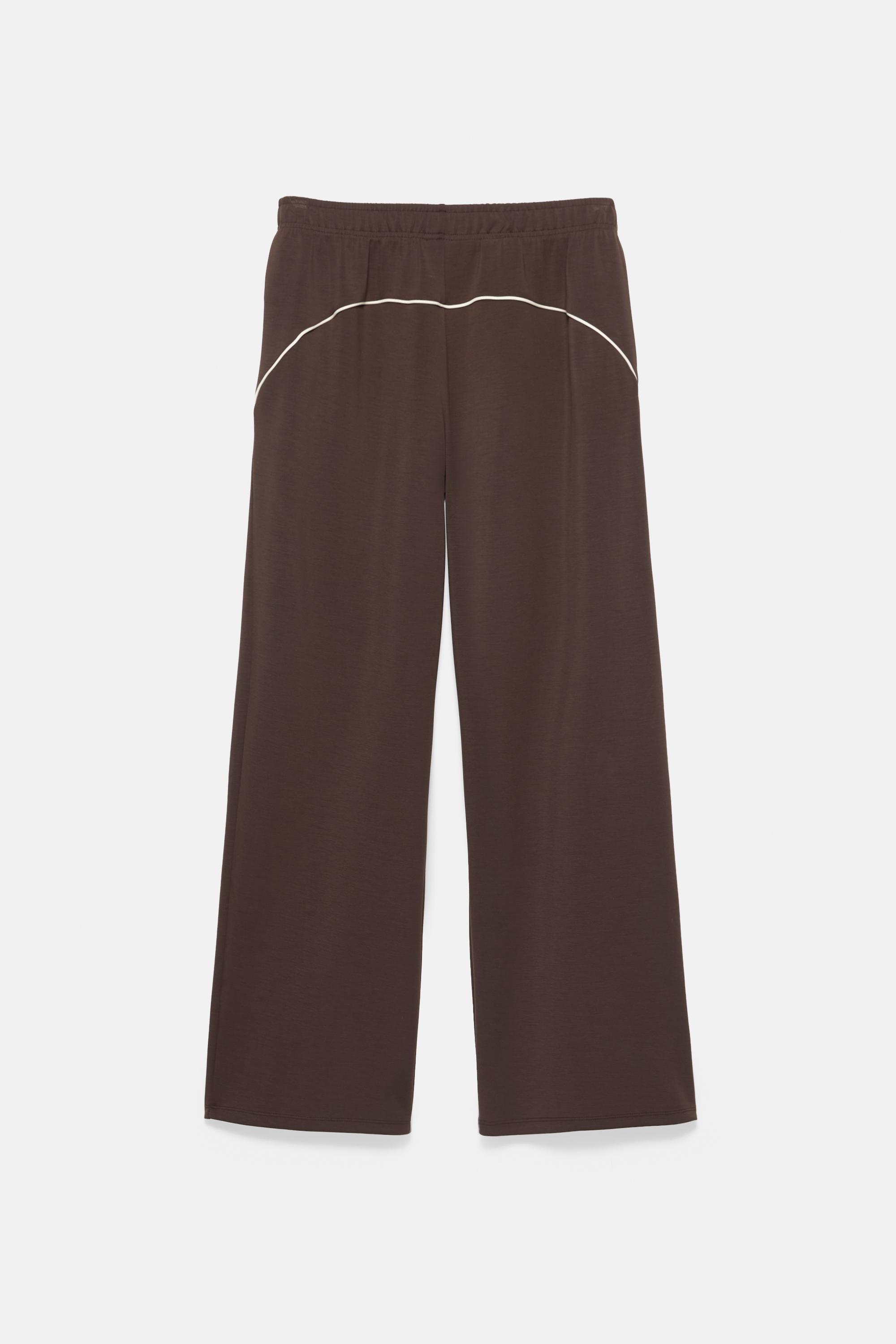 Flowy joggers with piping — Brown
