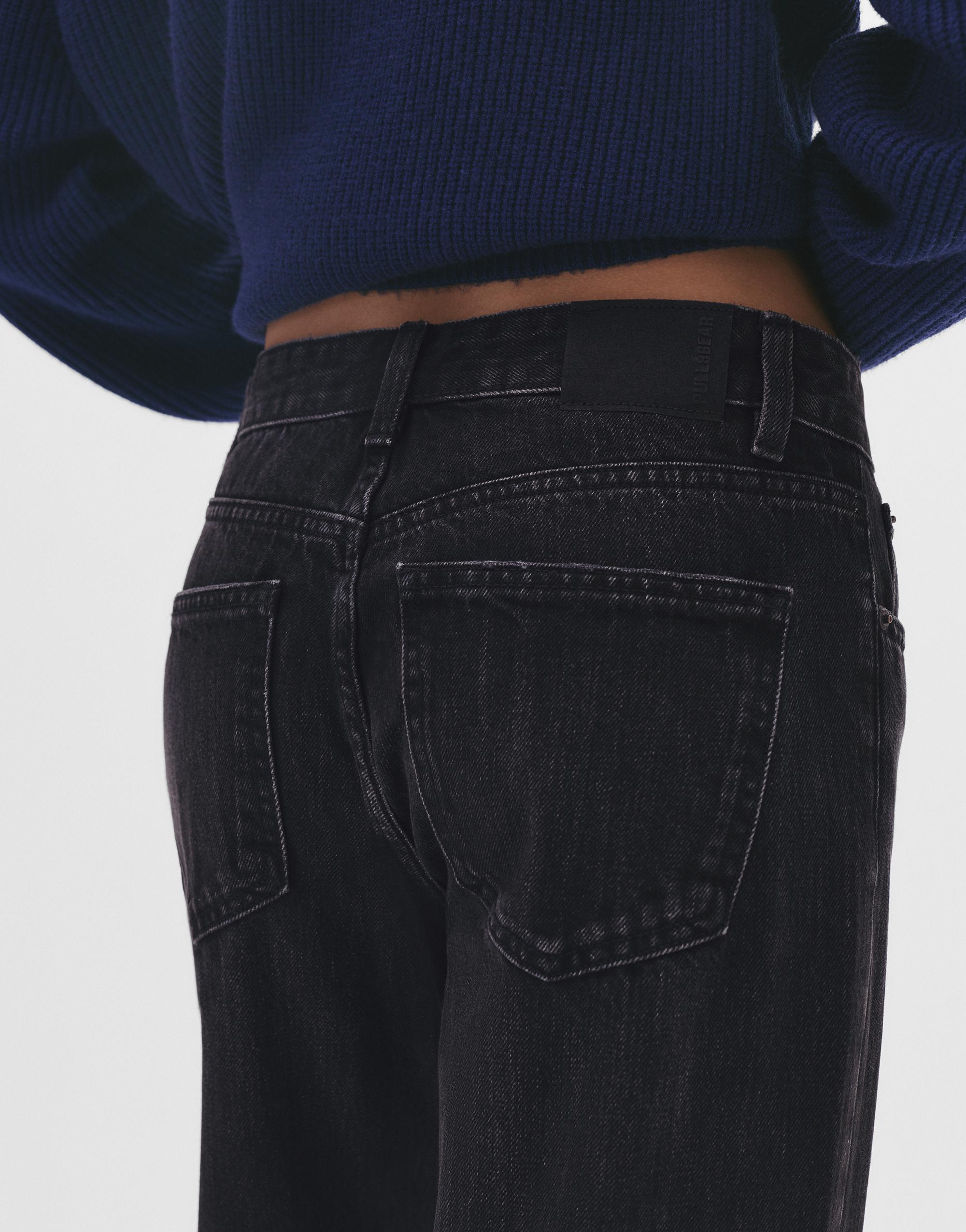 Mid-waist straight-leg jeans — Charcoal
