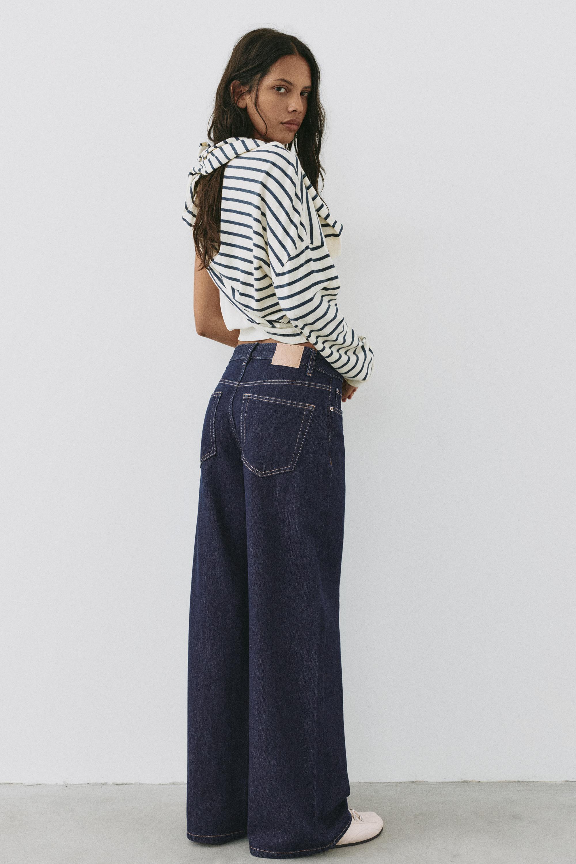 High-waist wide straight-leg jeans — Ink blue