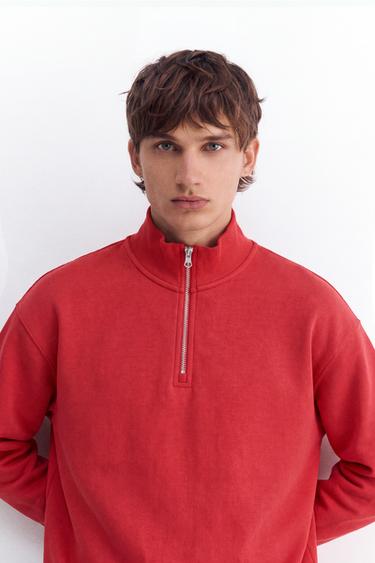 Quarter-zip sweatshirt — Red 3