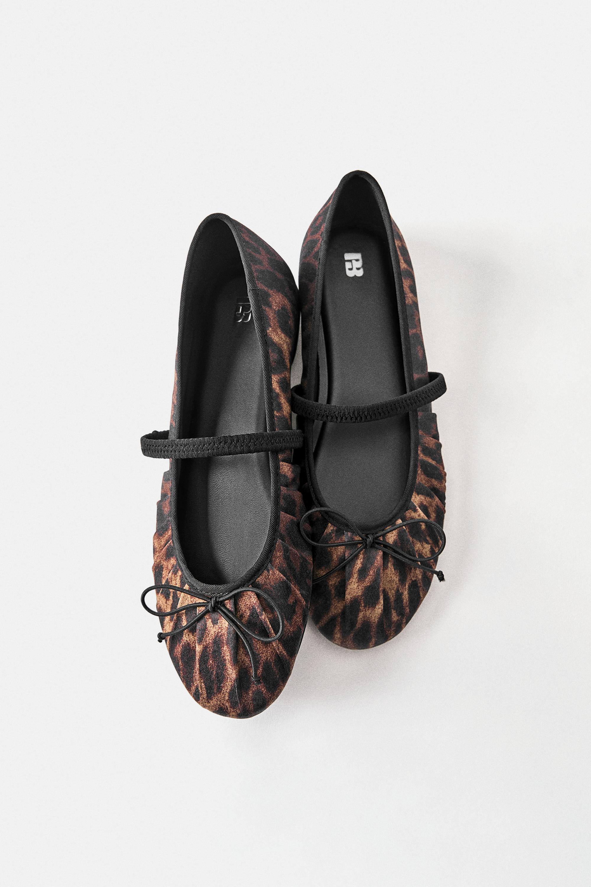 Leopard print ruched ballet pumps — Leopard